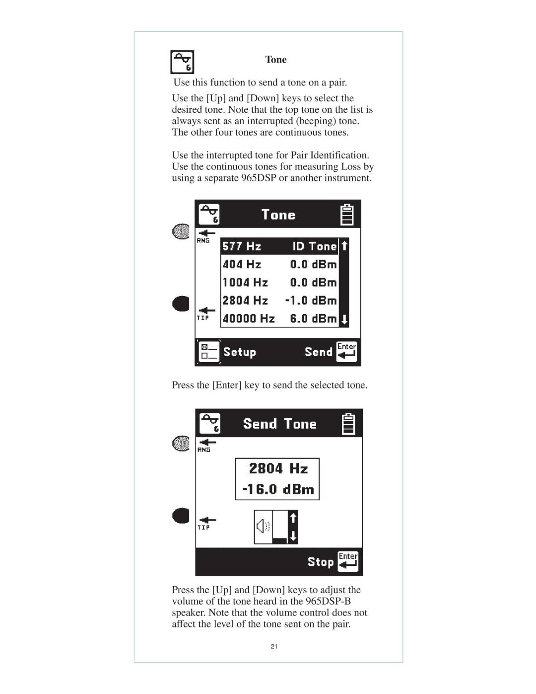 3M 965DSP-B instruction manual Tone 