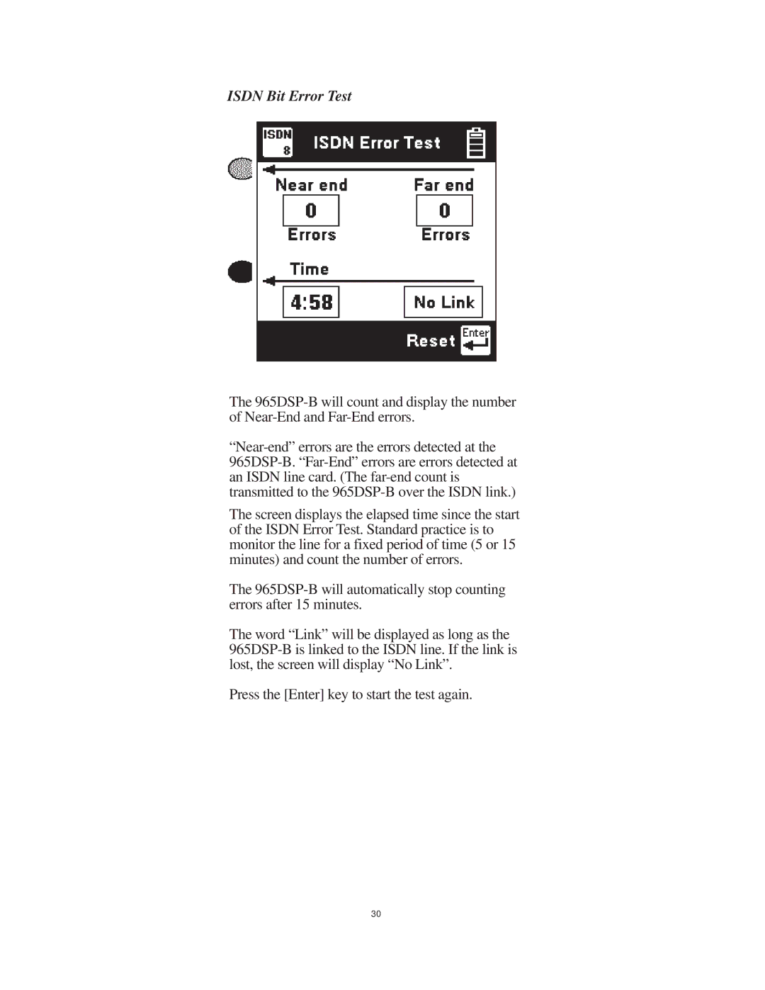 3M 965DSP-B instruction manual Isdn Bit Error Test 