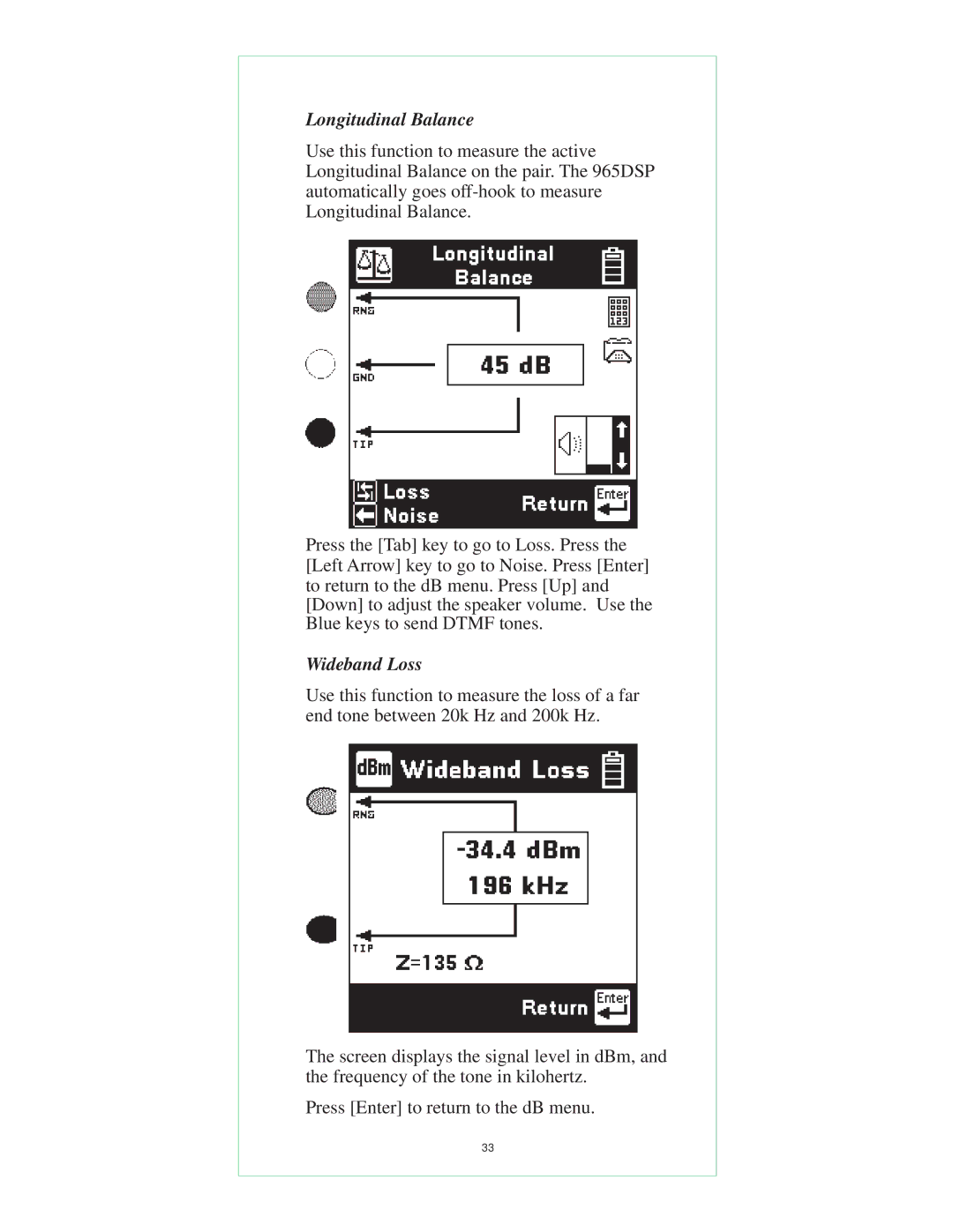 3M 965DSP-B instruction manual Longitudinal Balance, Wideband Loss 