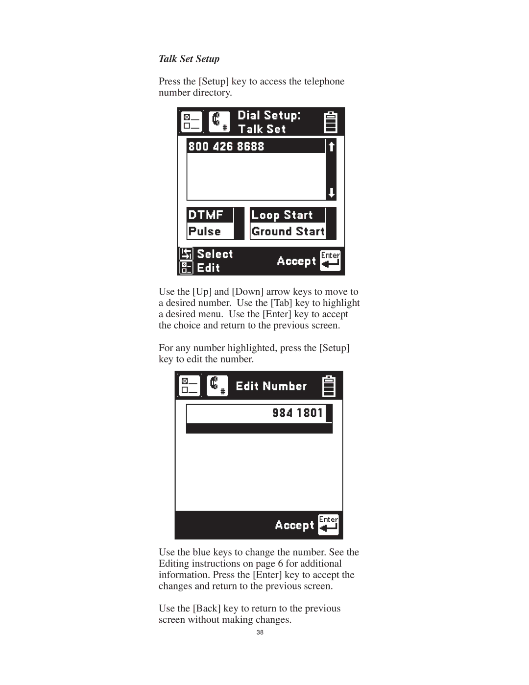 3M 965DSP-B instruction manual Talk Set Setup 