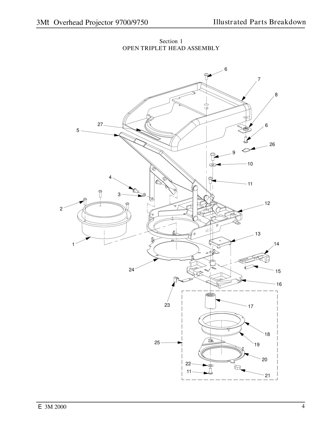 3M 9700, 9750 manual Open Triplet Head Assembly 