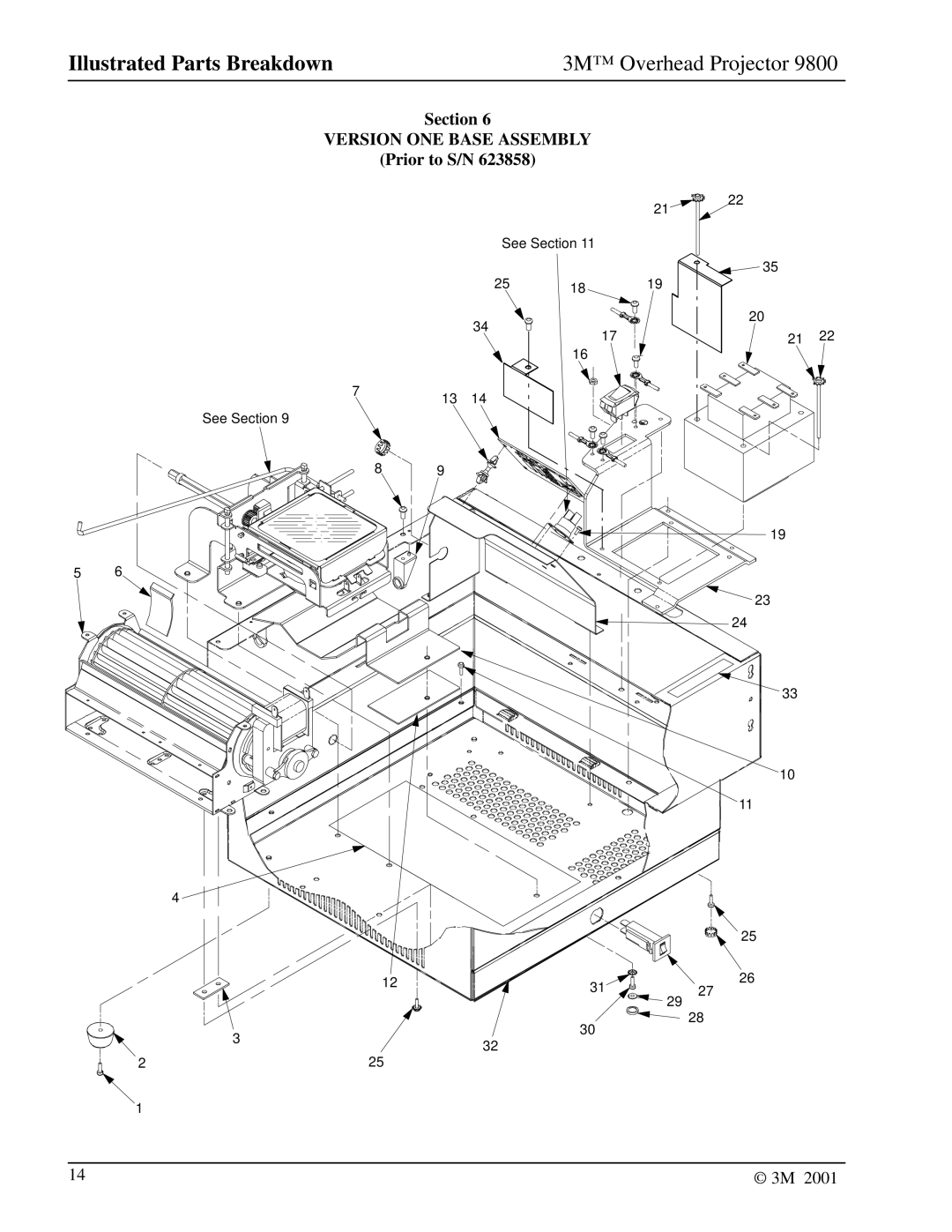 3M 9800 manual Section, Prior to S/N 