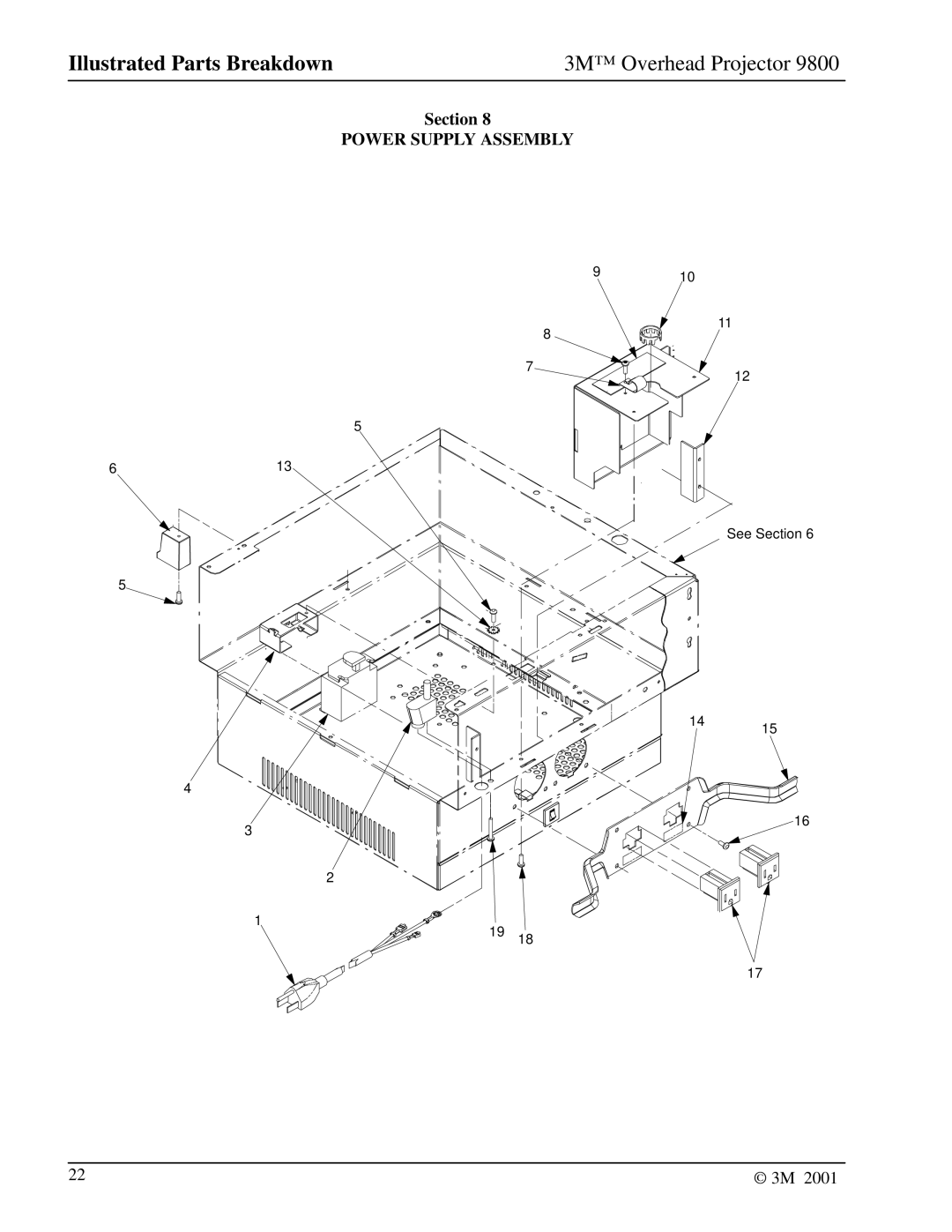 3M 9800 manual Power Supply Assembly 