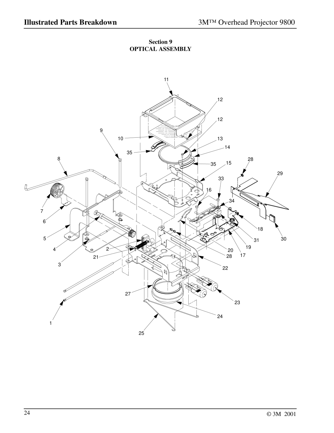 3M 9800 manual Optical Assembly 