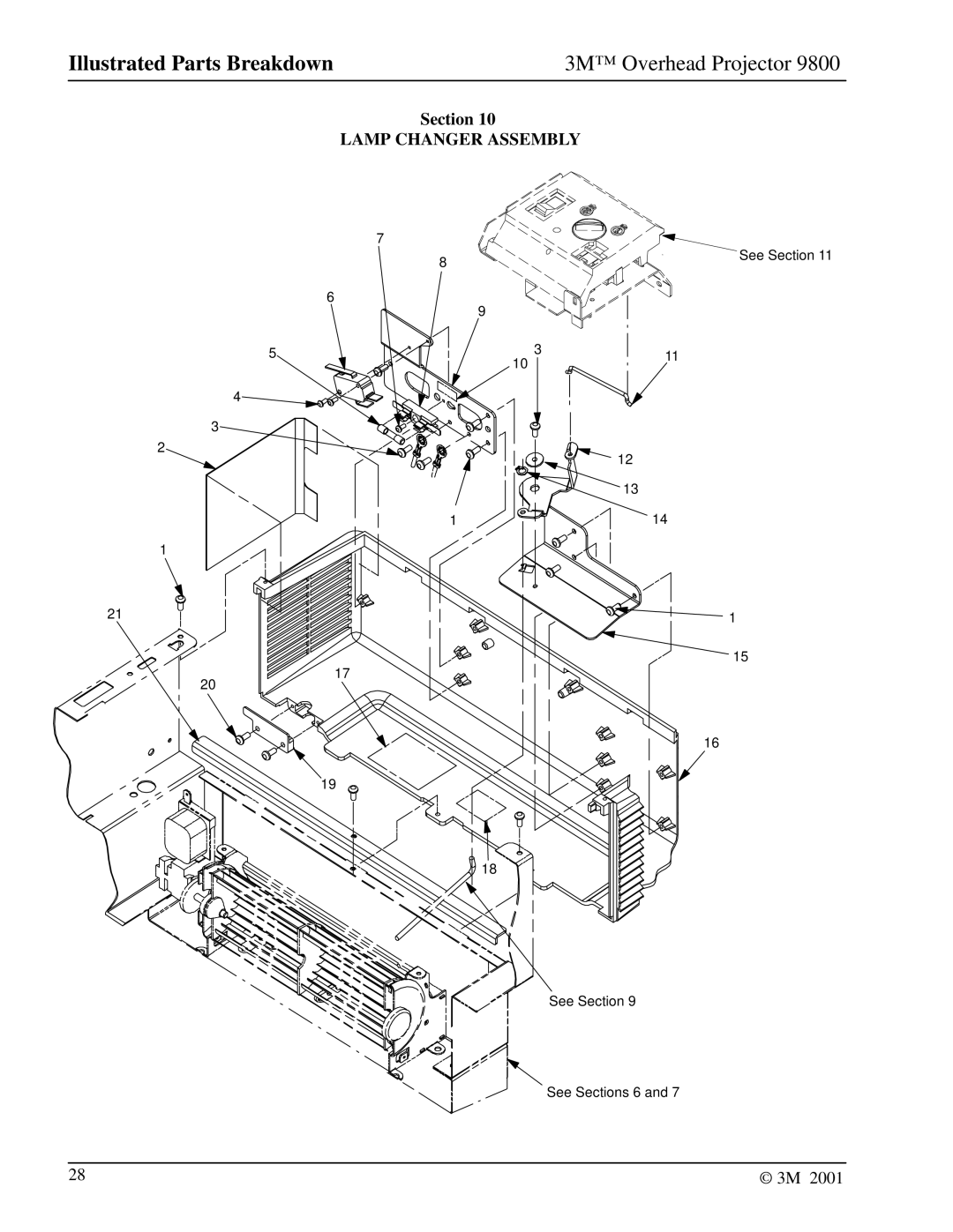 3M 9800 manual Lamp Changer Assembly 