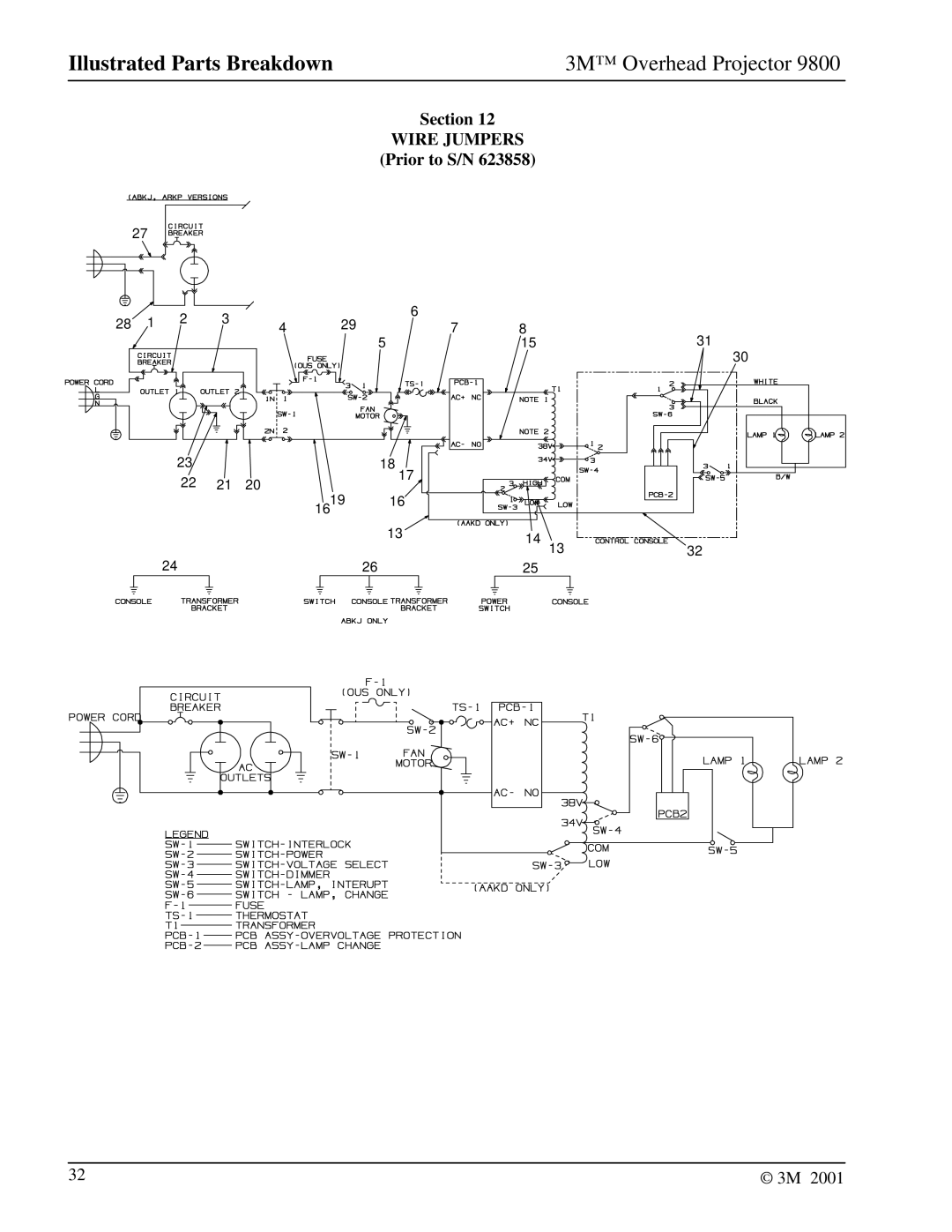 3M 9800 manual Section Wire Jumpers Prior to S/N 