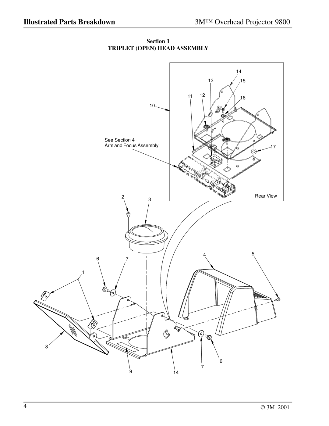 3M 9800 manual Triplet Open Head Assembly 