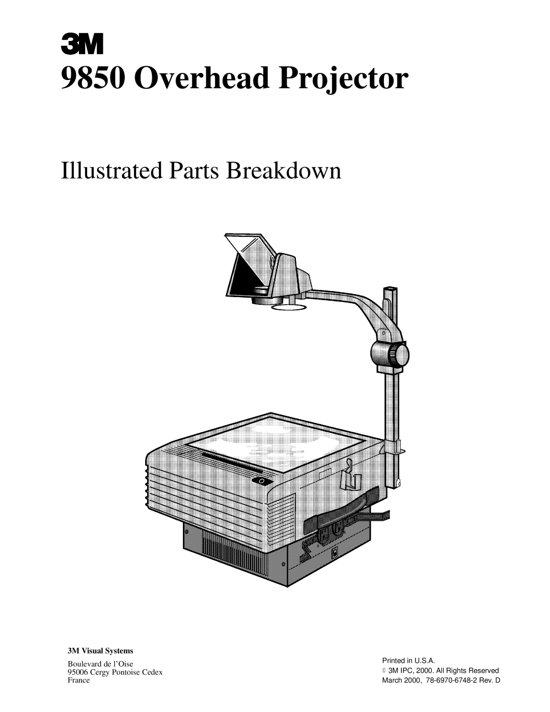 3M 9850 manual Overhead Projector 