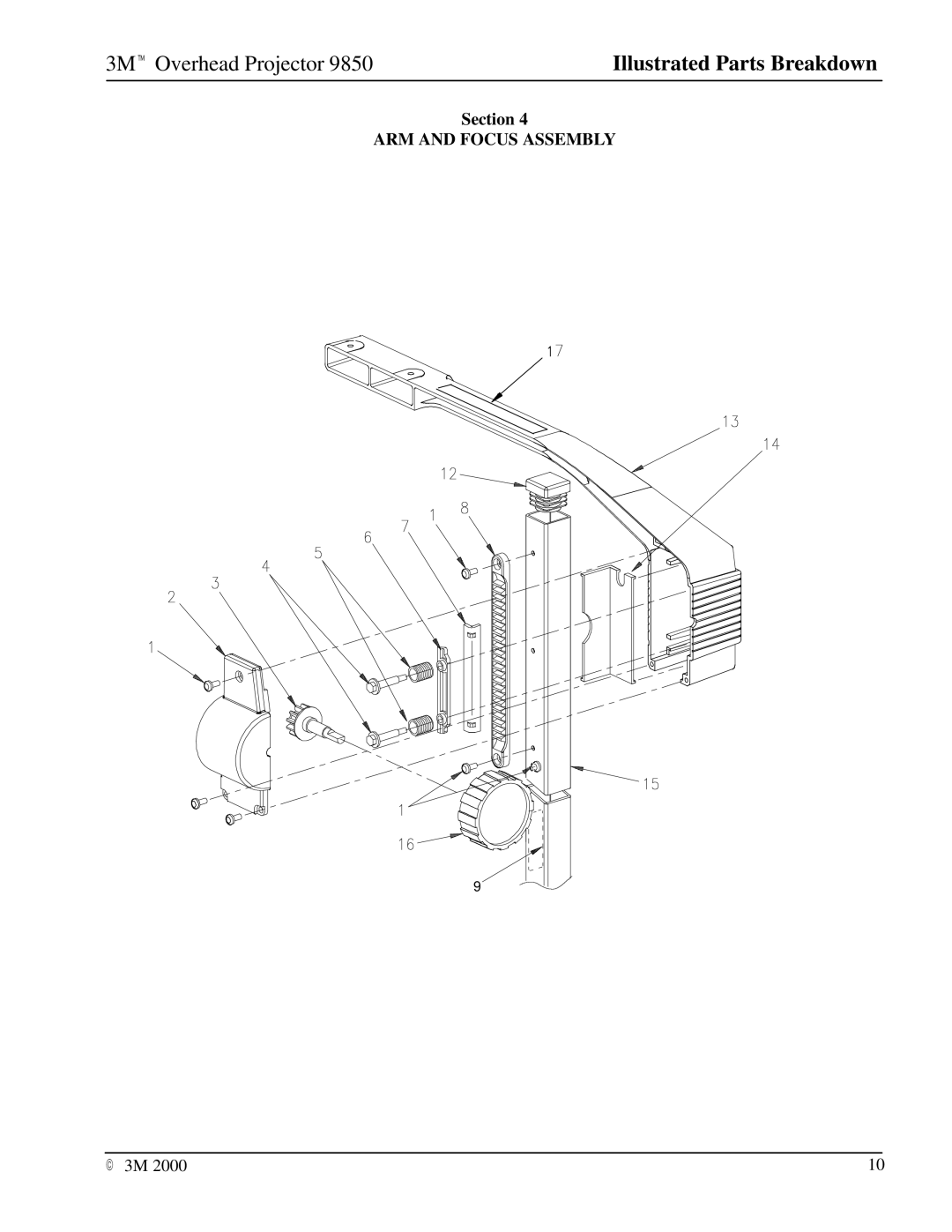 3M 9850 manual ARM and Focus Assembly 