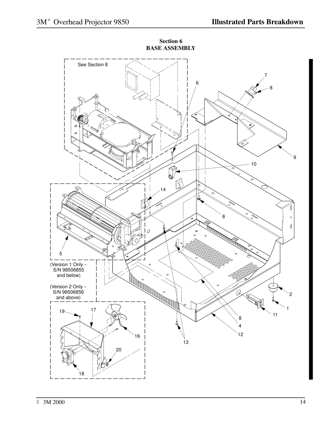 3M 9850 manual Base Assembly 