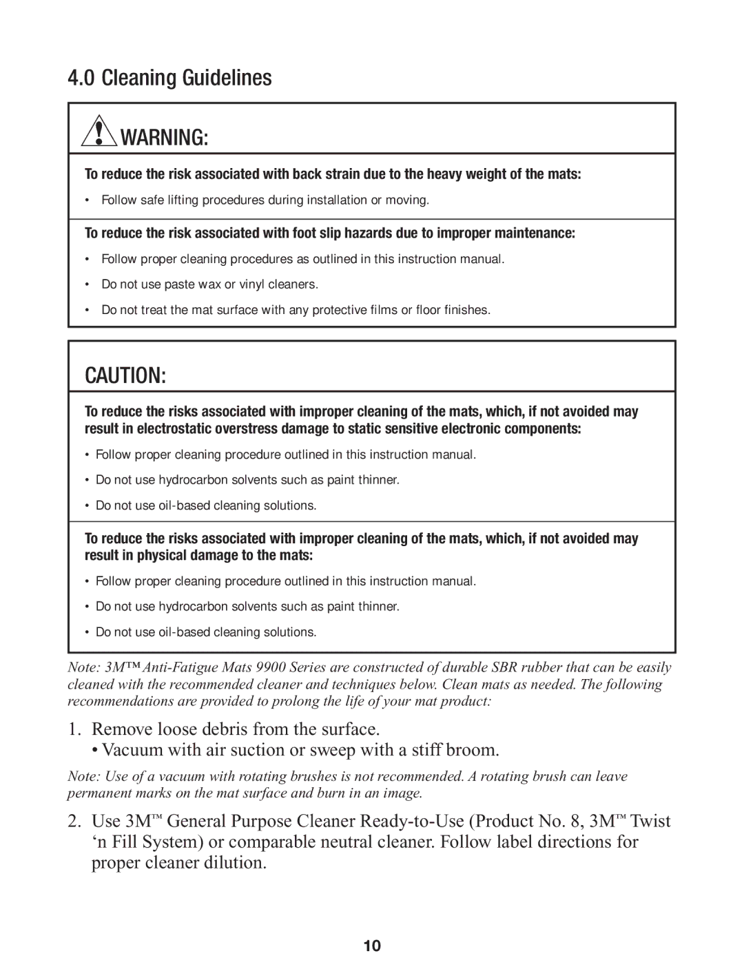 3M 9900 Series manual Cleaning Guidelines 