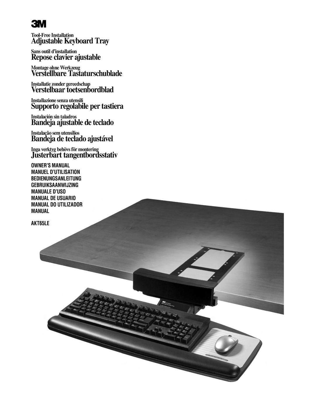 3M AKT65LE manual Adjustable Keyboard Tray 