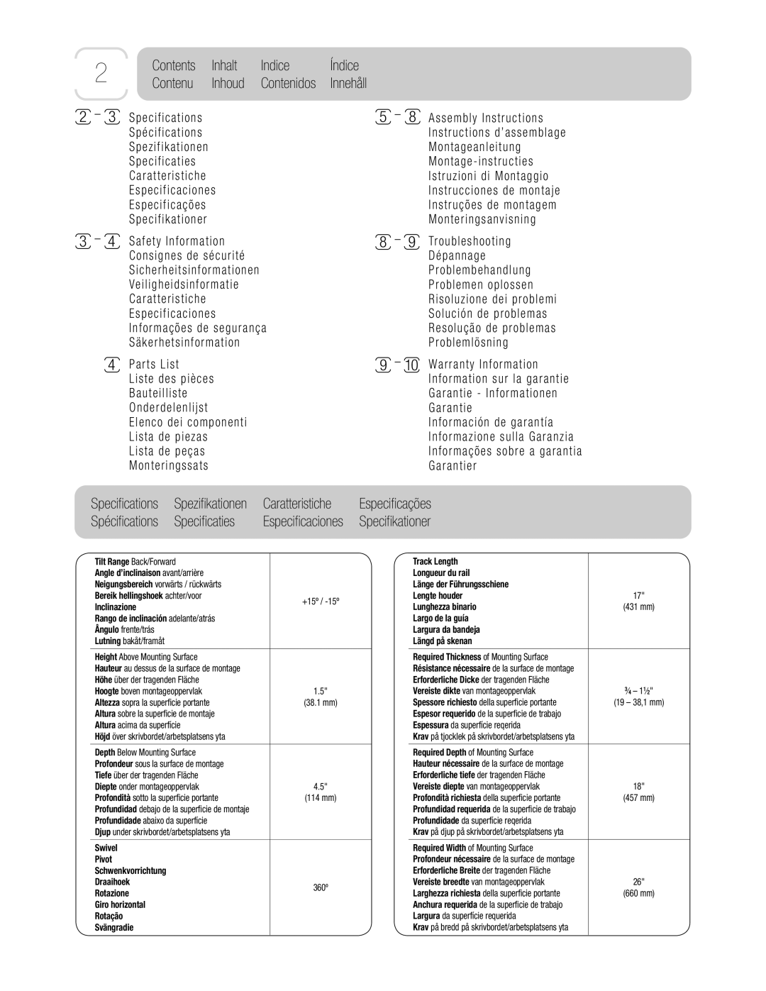 3M AKT65LE manual Contents Inhalt Indice, Contenu Inhoud, Caratteristiche, Speciﬁcaties 