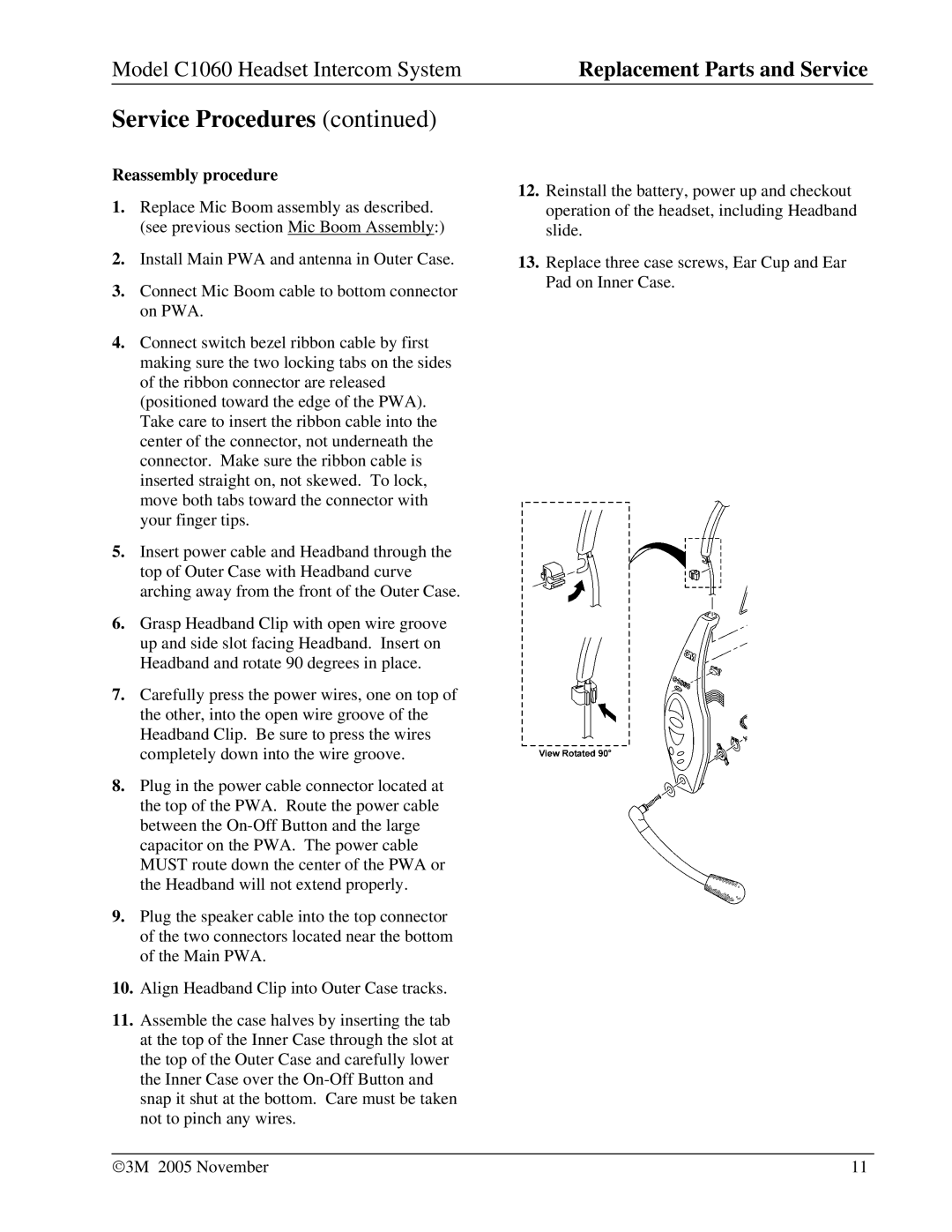 3M C1060 manual Reassembly procedure 