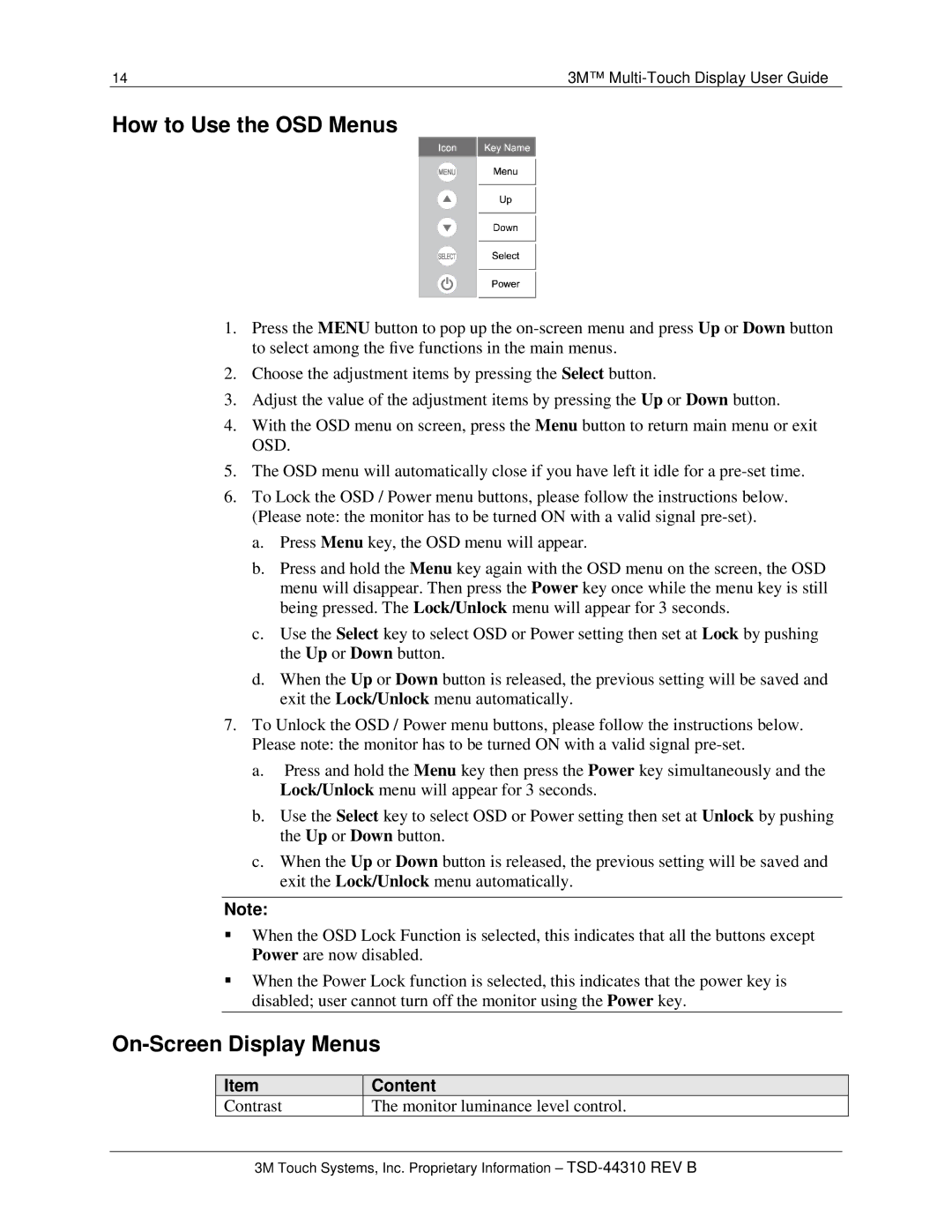 3M C2167PW manual How to Use the OSD Menus, On-Screen Display Menus, Content 