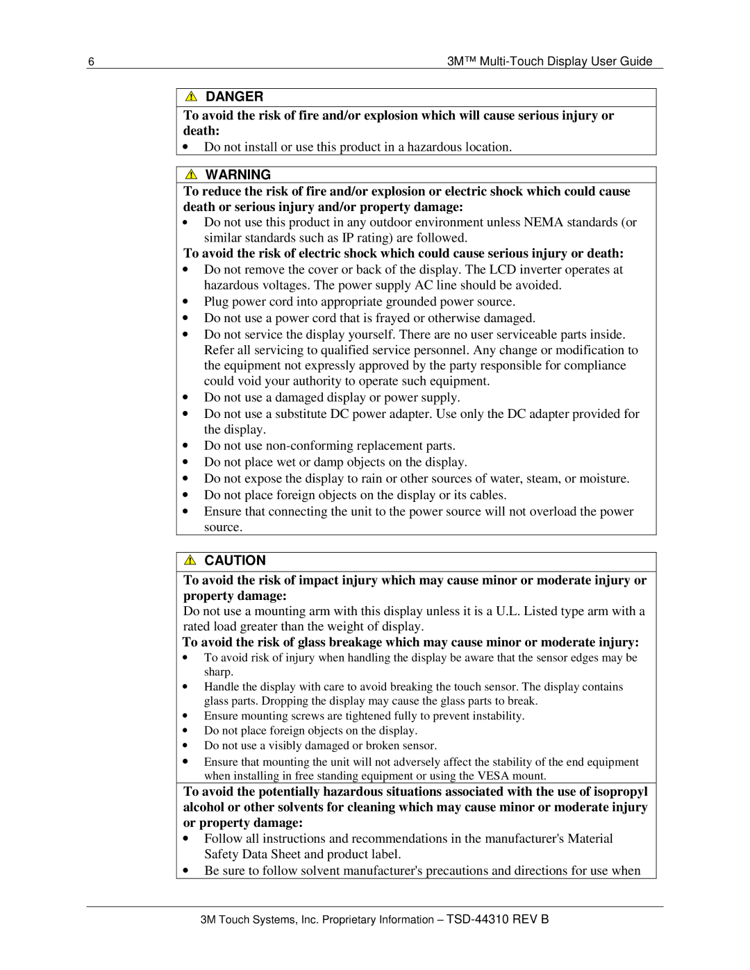 3M C2167PW manual ∙ Do not install or use this product in a hazardous location 