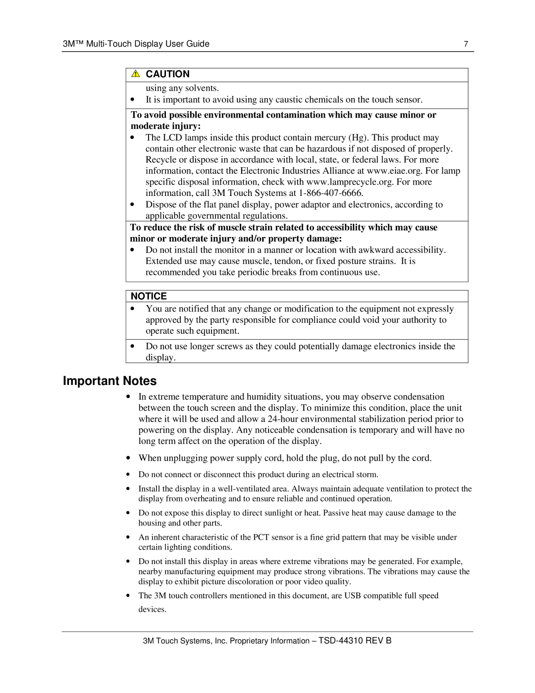 3M C2167PW manual Important Notes 