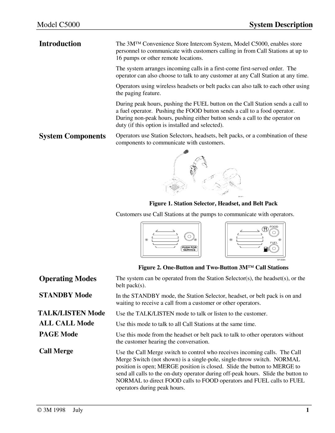 3M operating instructions Model C5000, Introduction System Components Operating Modes 