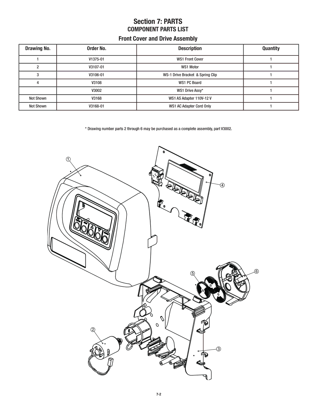 3M CSFM1254 operating instructions Front Cover and Drive Assembly, Drawing No Order No Description Quantity 