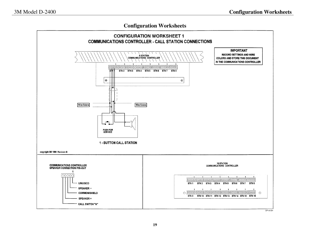 3M D-2400 installation instructions Configuration Worksheets 