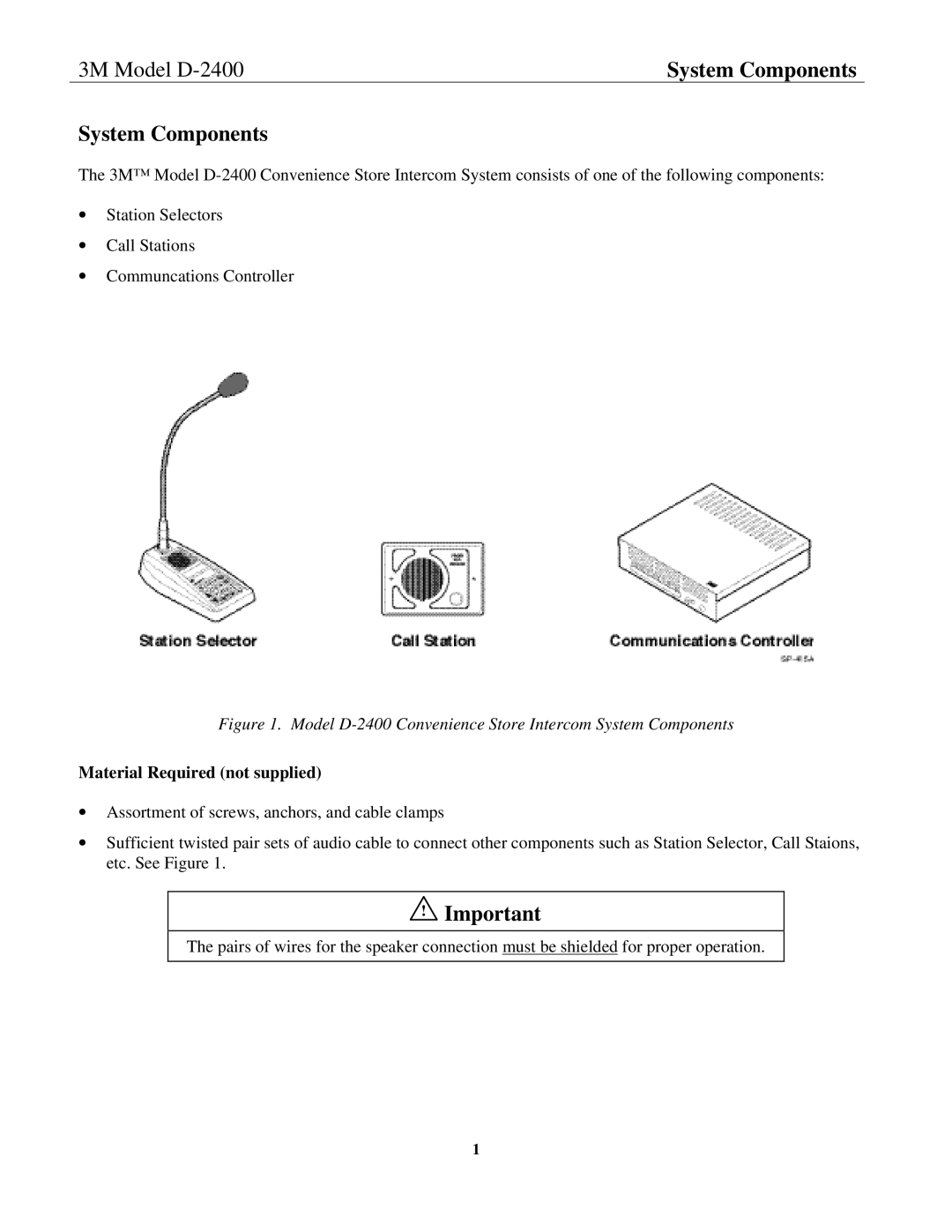 3M D-2400 installation instructions System Components 