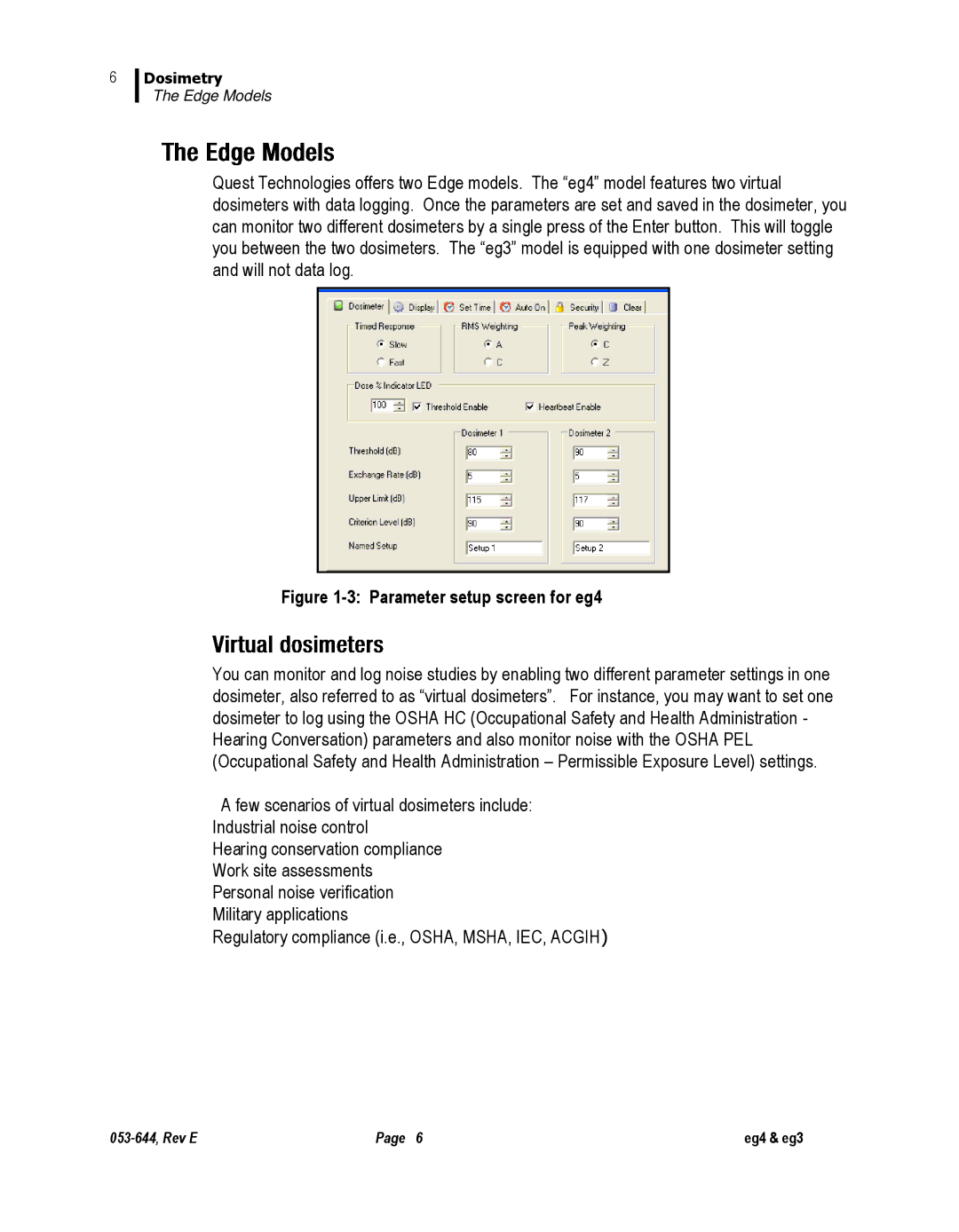 3M eg3 user manual Parameter setup screen for eg4 