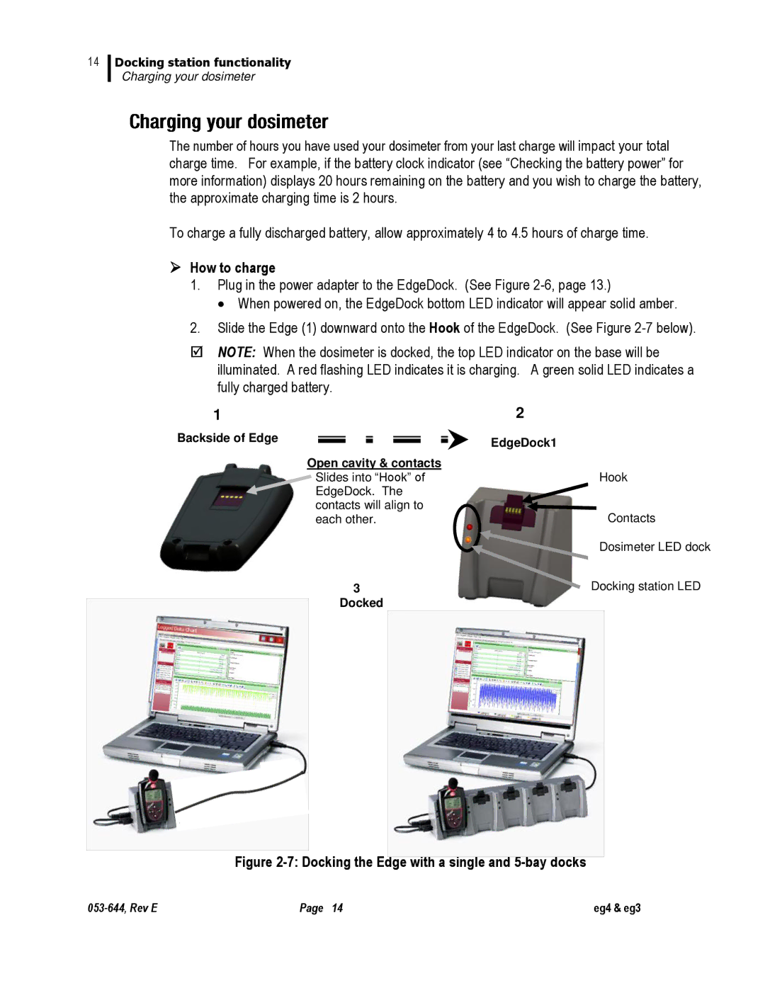 3M eg3, eg4 user manual  How to charge, Docking the Edge with a single and 5-bay docks 