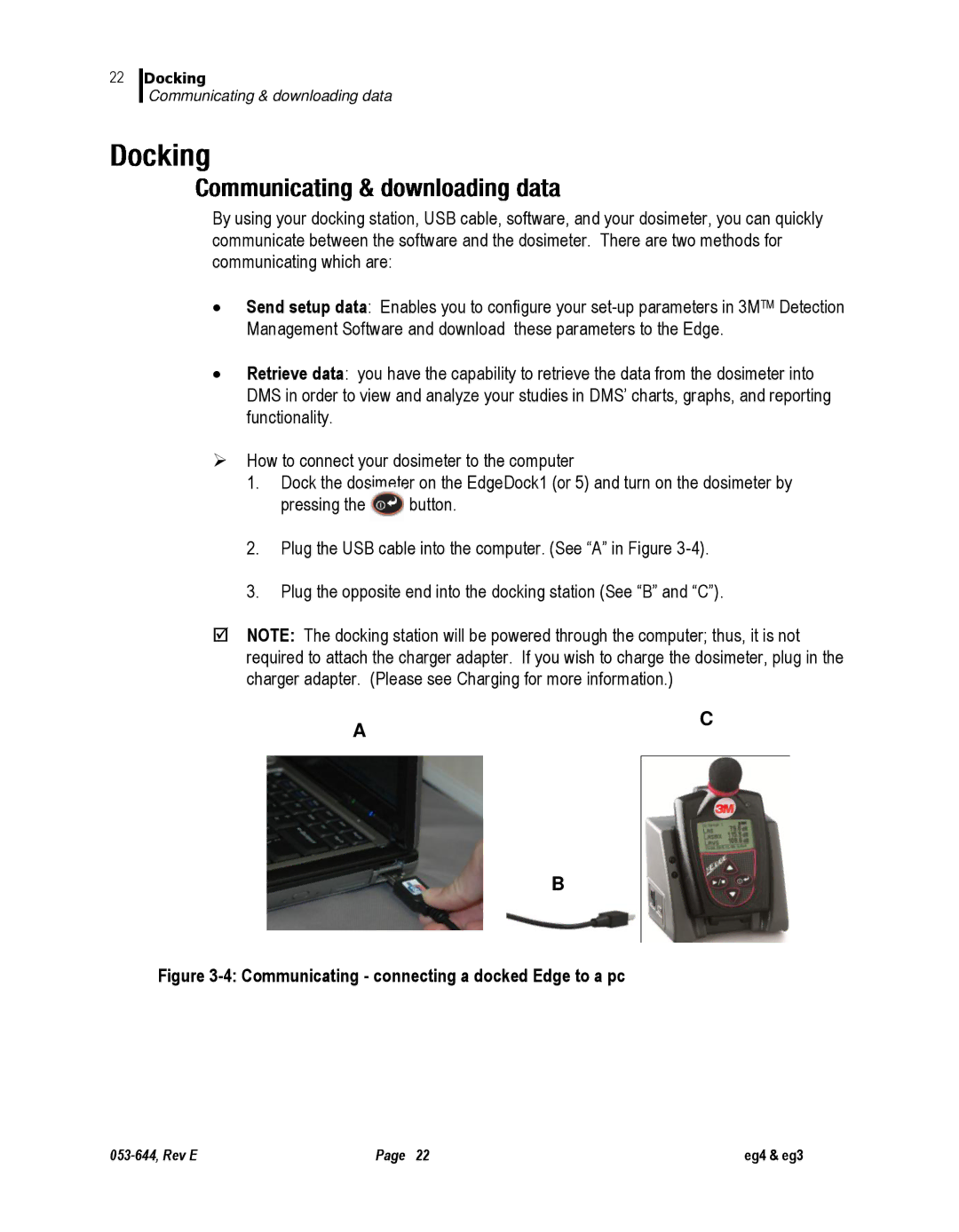 3M eg3, eg4 user manual Communicating connecting a docked Edge to a pc 