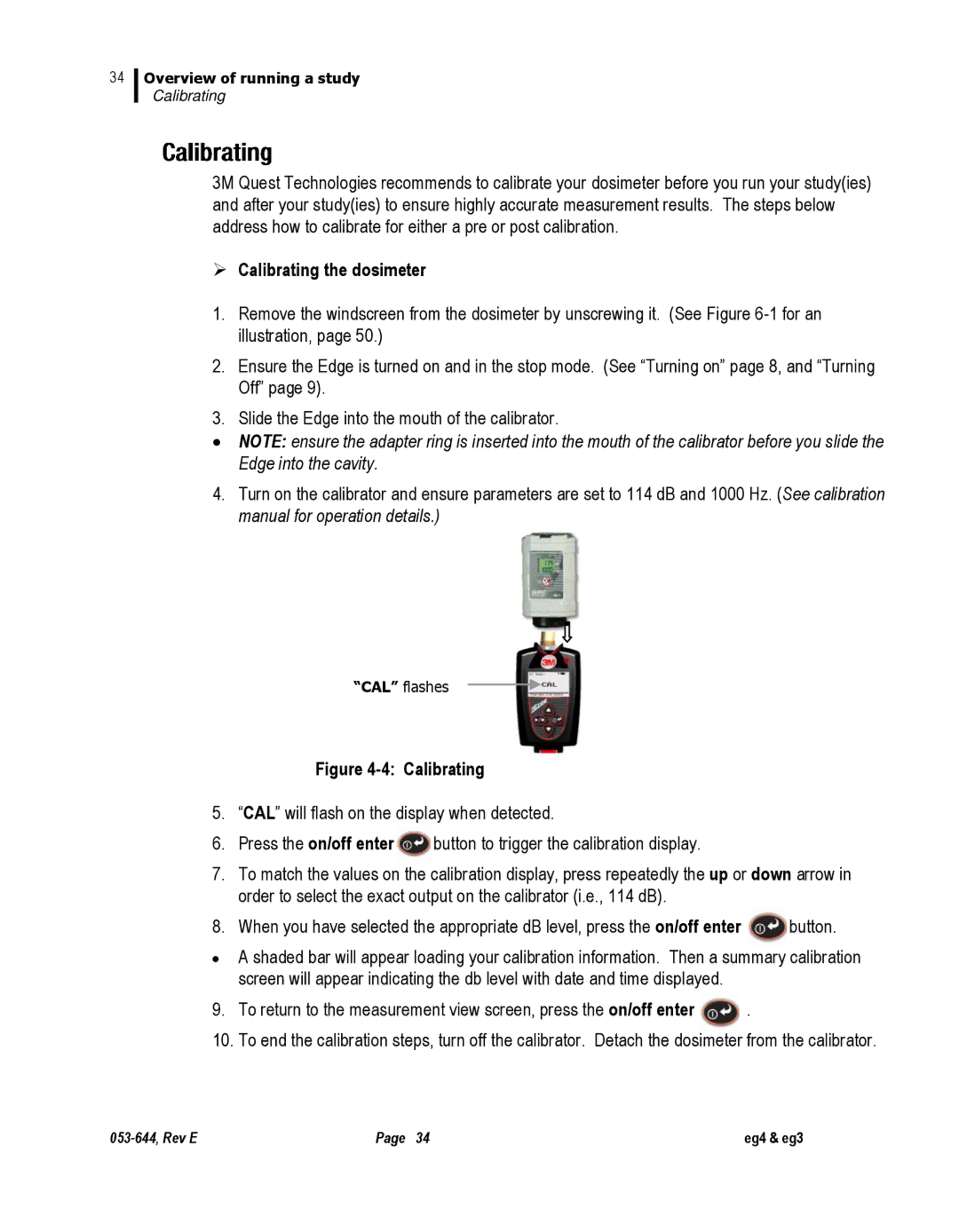 3M eg3, eg4 user manual  Calibrating the dosimeter 