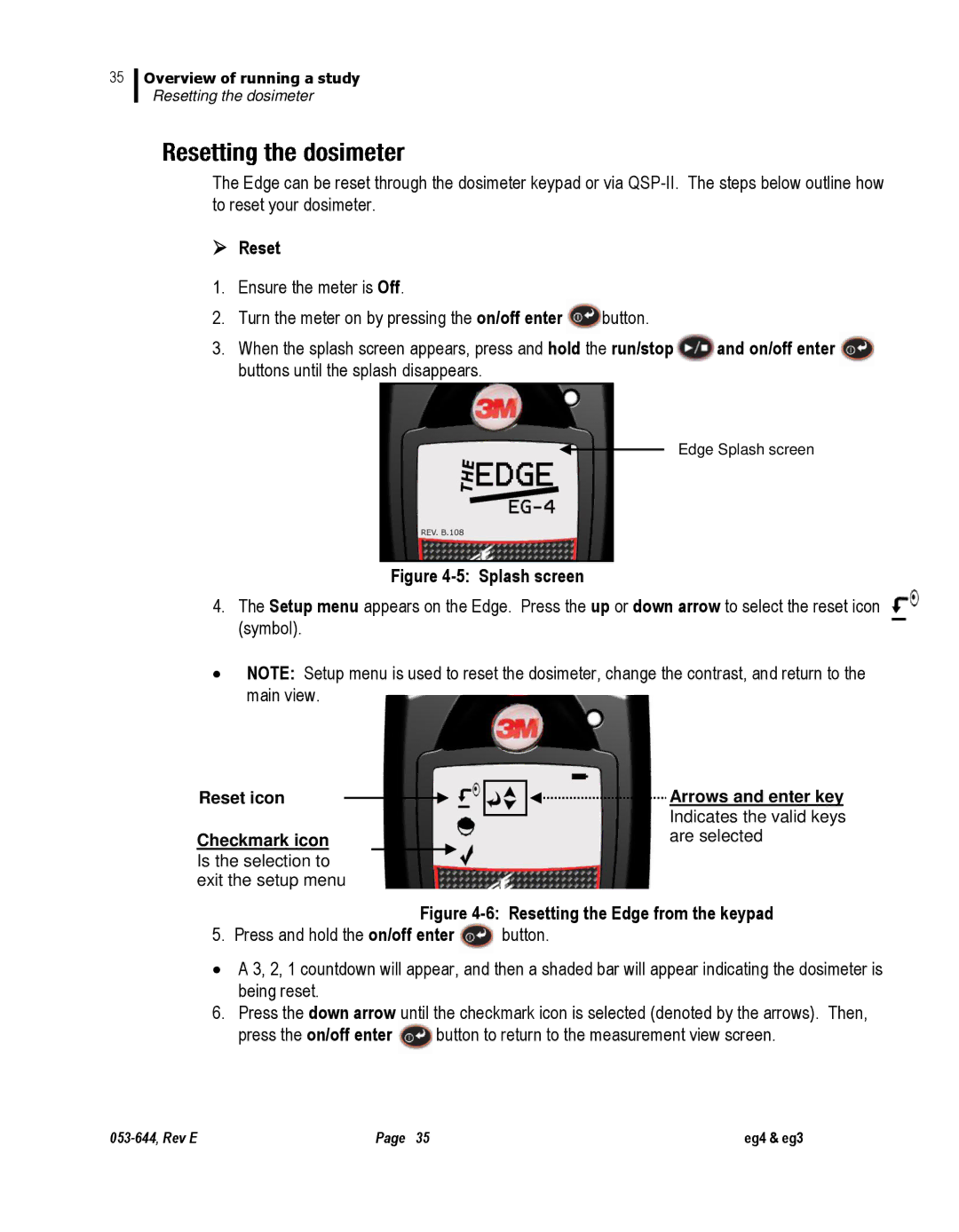 3M eg4, eg3 user manual  Reset, On/off enter 