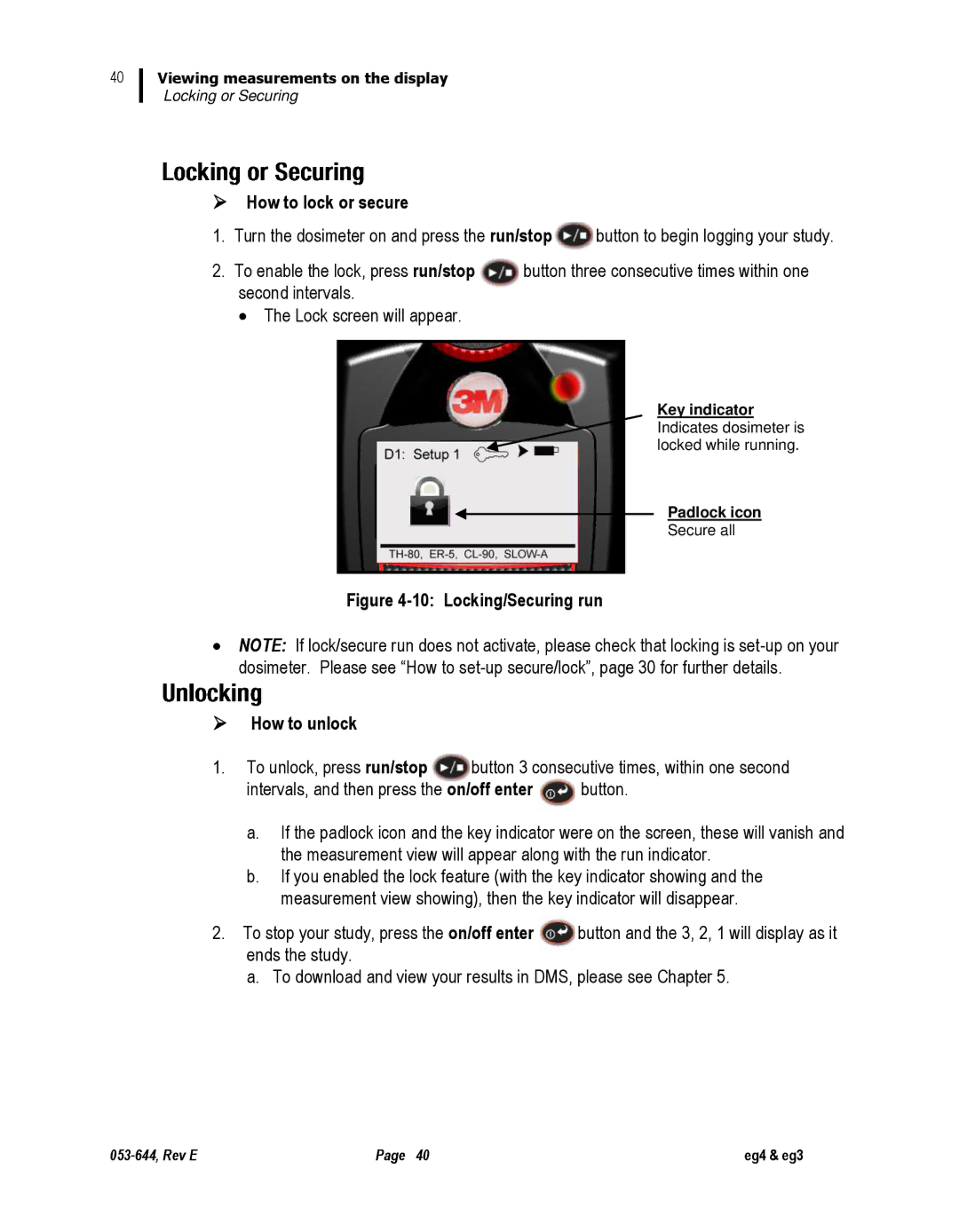 3M eg3, eg4 user manual  How to lock or secure,  How to unlock 