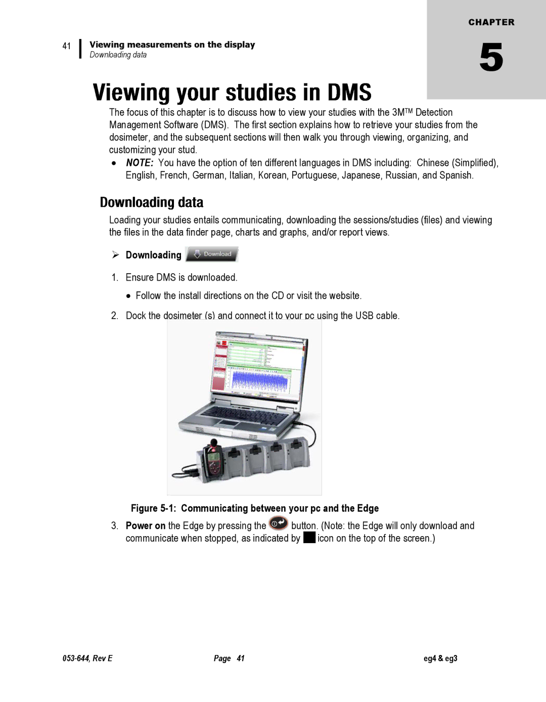 3M eg4, eg3 user manual  Downloading, Communicating between your pc and the Edge 