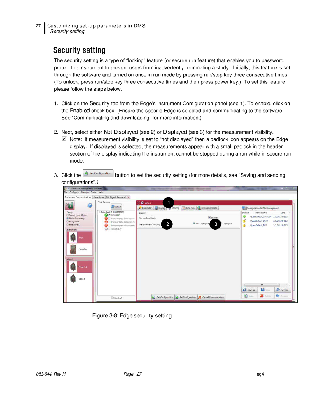 3M eg4 user manual Security setting, Edge security setting 