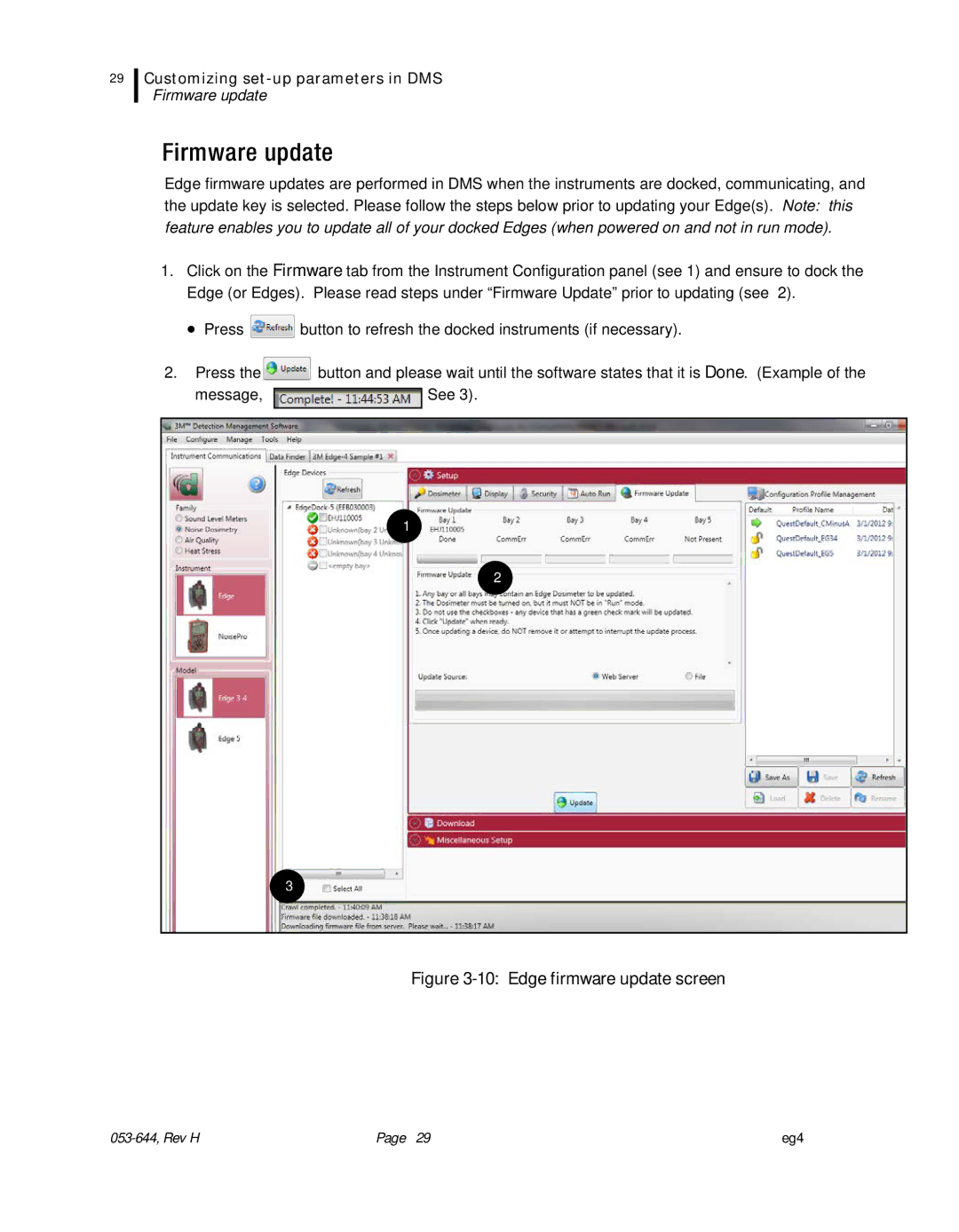 3M eg4 user manual Firmware update, Edge firmware update screen 