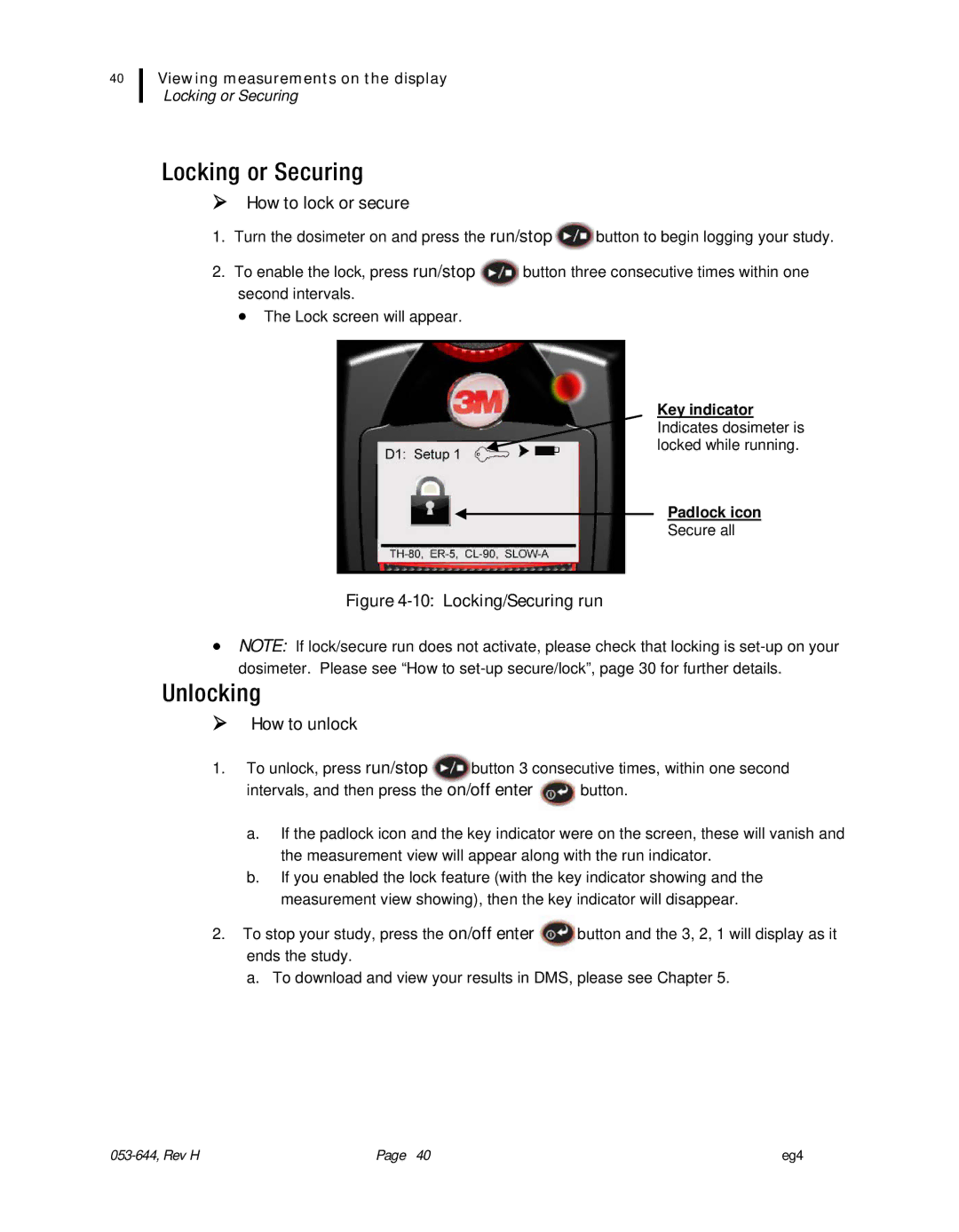 3M eg4 user manual Locking or Securing, Unlocking,  How to lock or secure,  How to unlock 