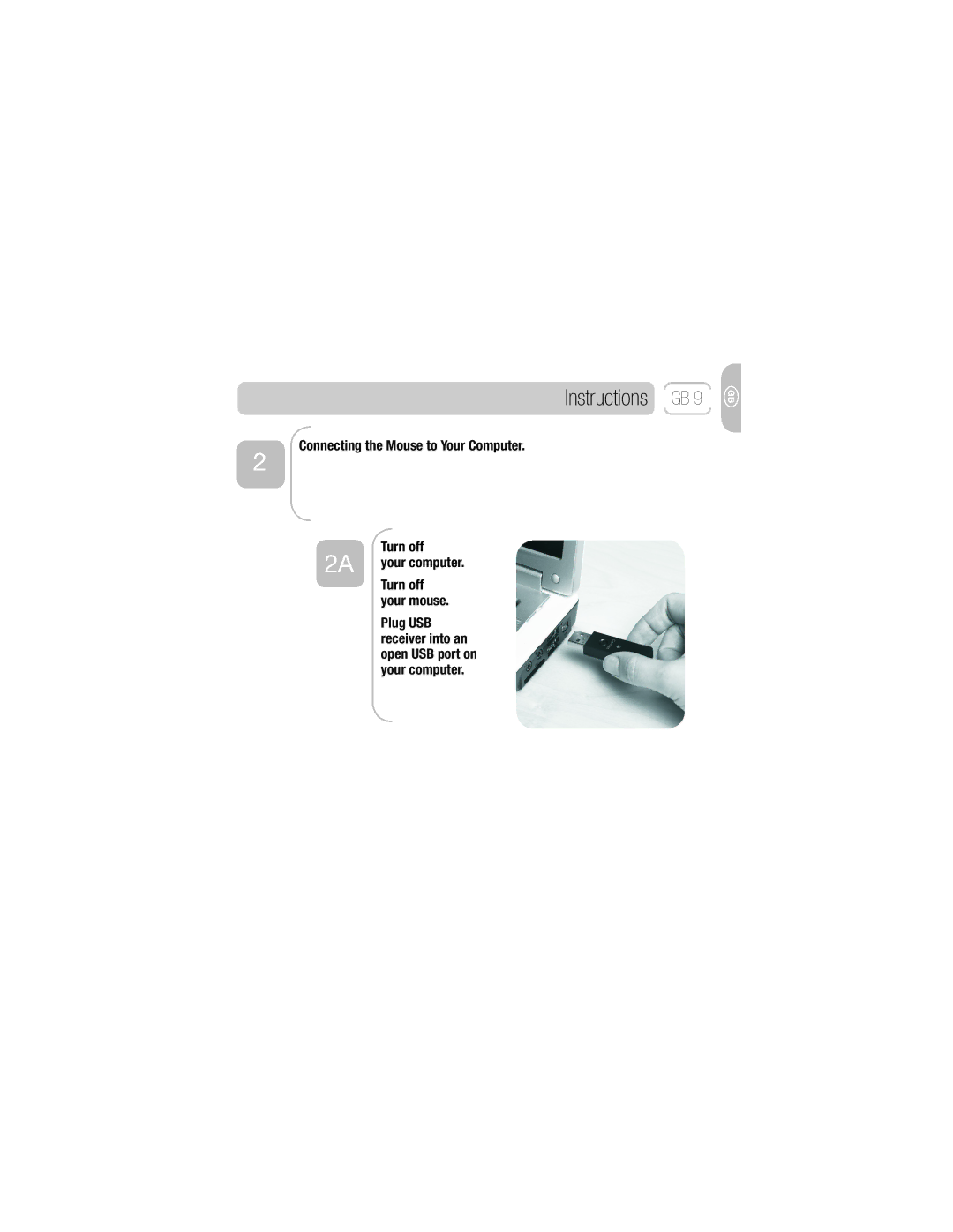 3M EM 550GPS, EM 550GPL owner manual Instructions GB-9, Connecting the Mouse to Your Computer Turn off 