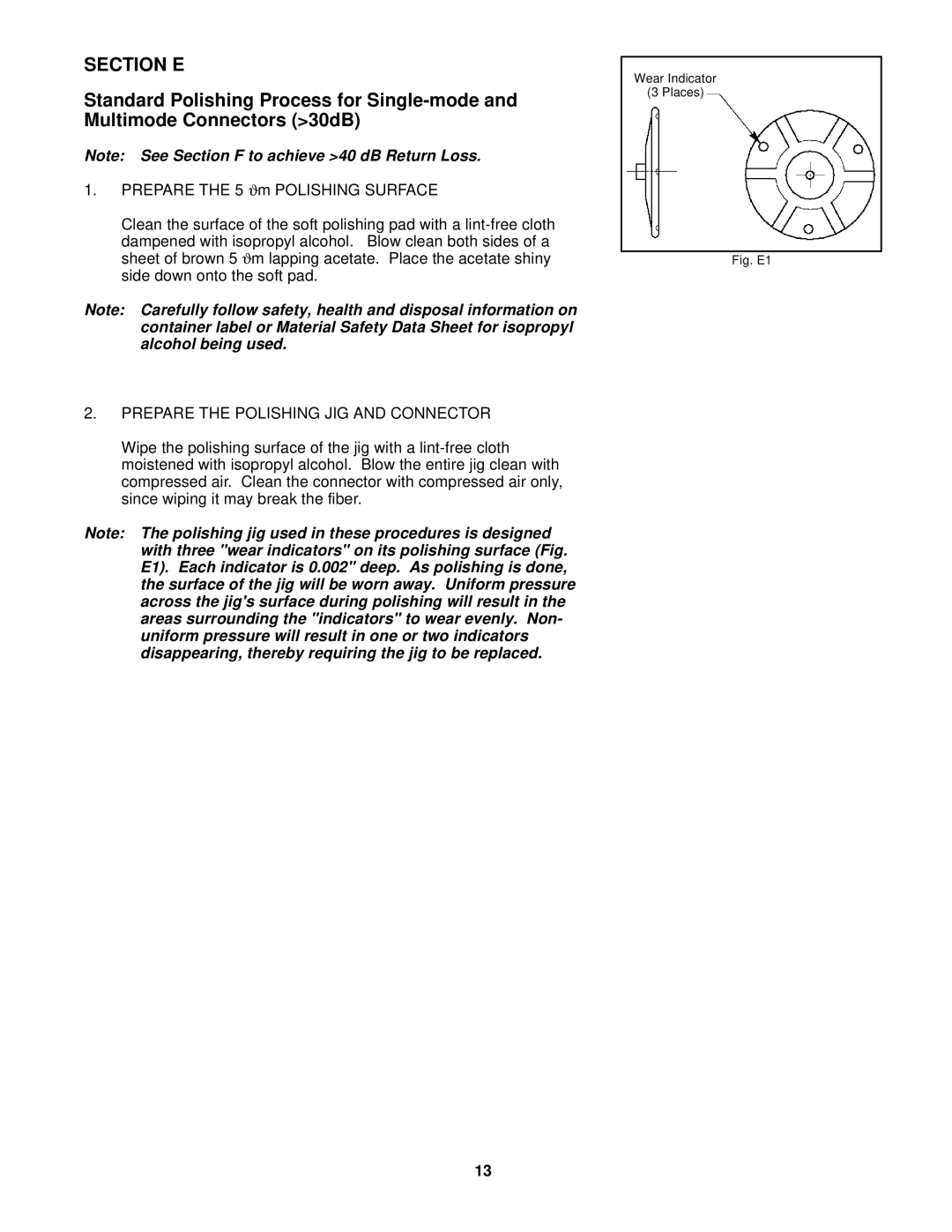 3M PC3, FC manual Section E, Prepare the Polishing JIG and Connector 