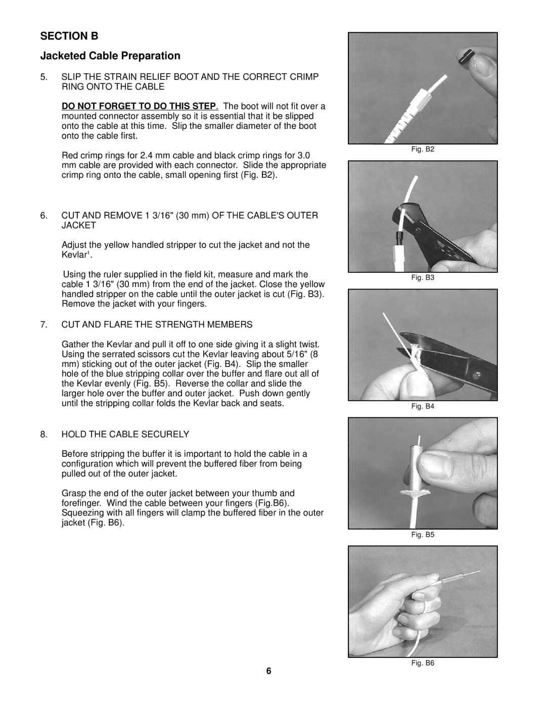 3M FC, PC3 manual CUT and Flare the Strength Members, Hold the Cable Securely 