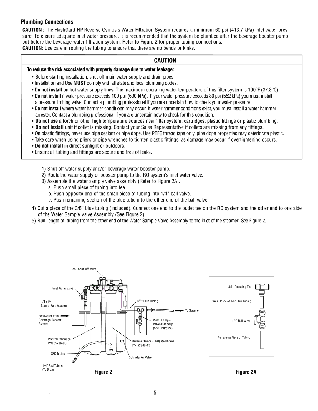 3M FSTMO75 manual Plumbing Connections 