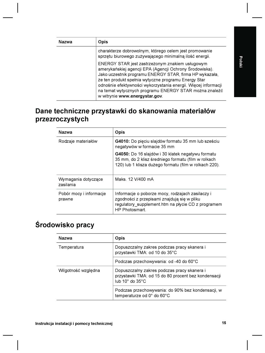 3M G4000 manual Środowisko pracy 