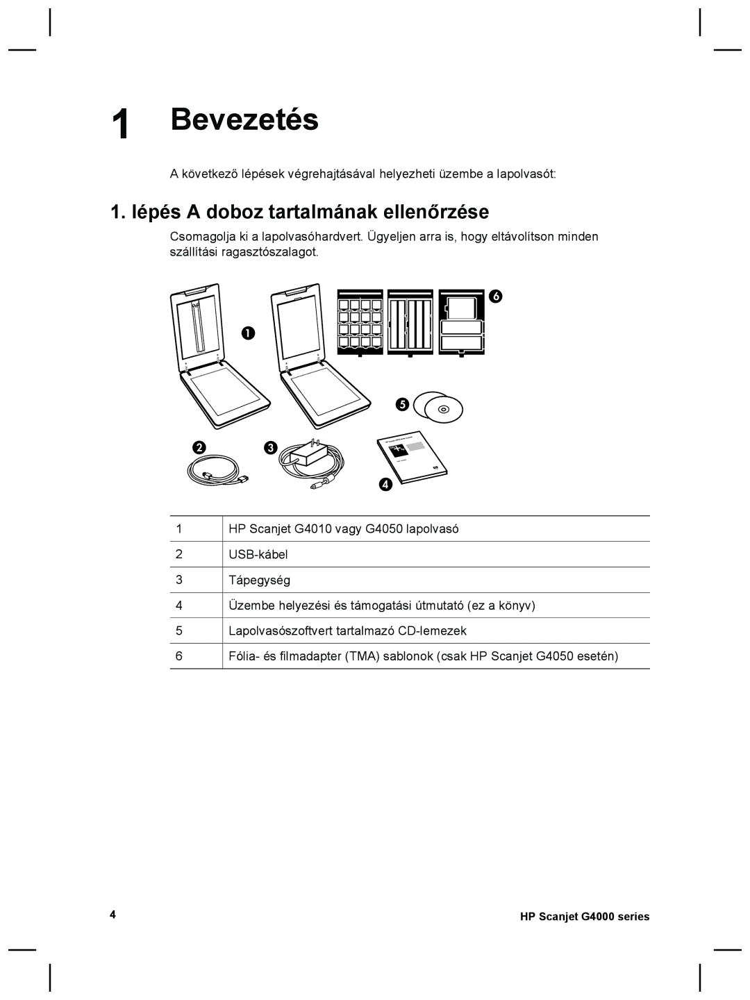 3M G4000 manual Bevezetés, Lépés a doboz tartalmának ellenőrzése 