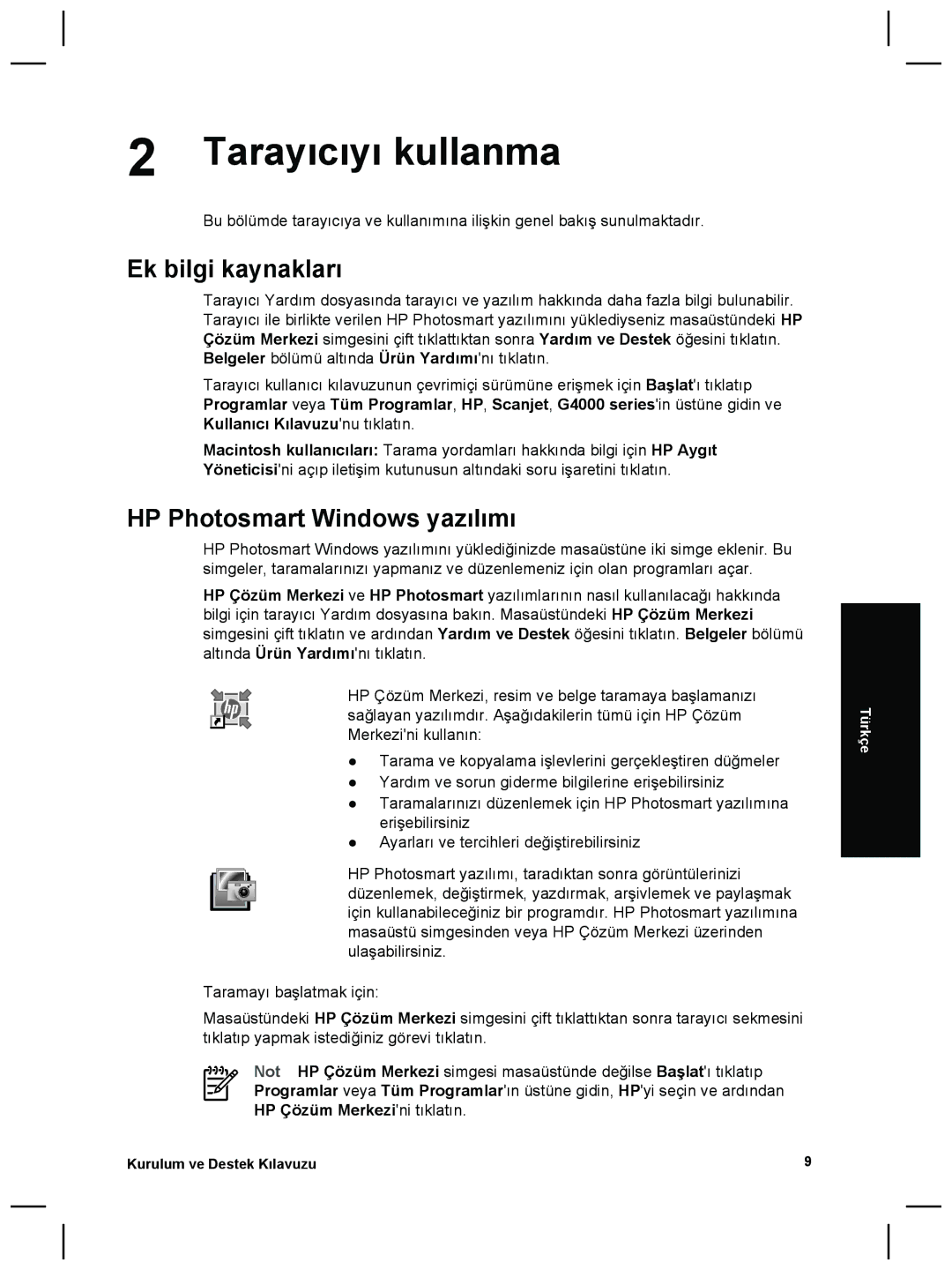 3M G4000 manual Tarayıcıyı kullanma, Ek bilgi kaynakları, HP Photosmart Windows yazılımı 