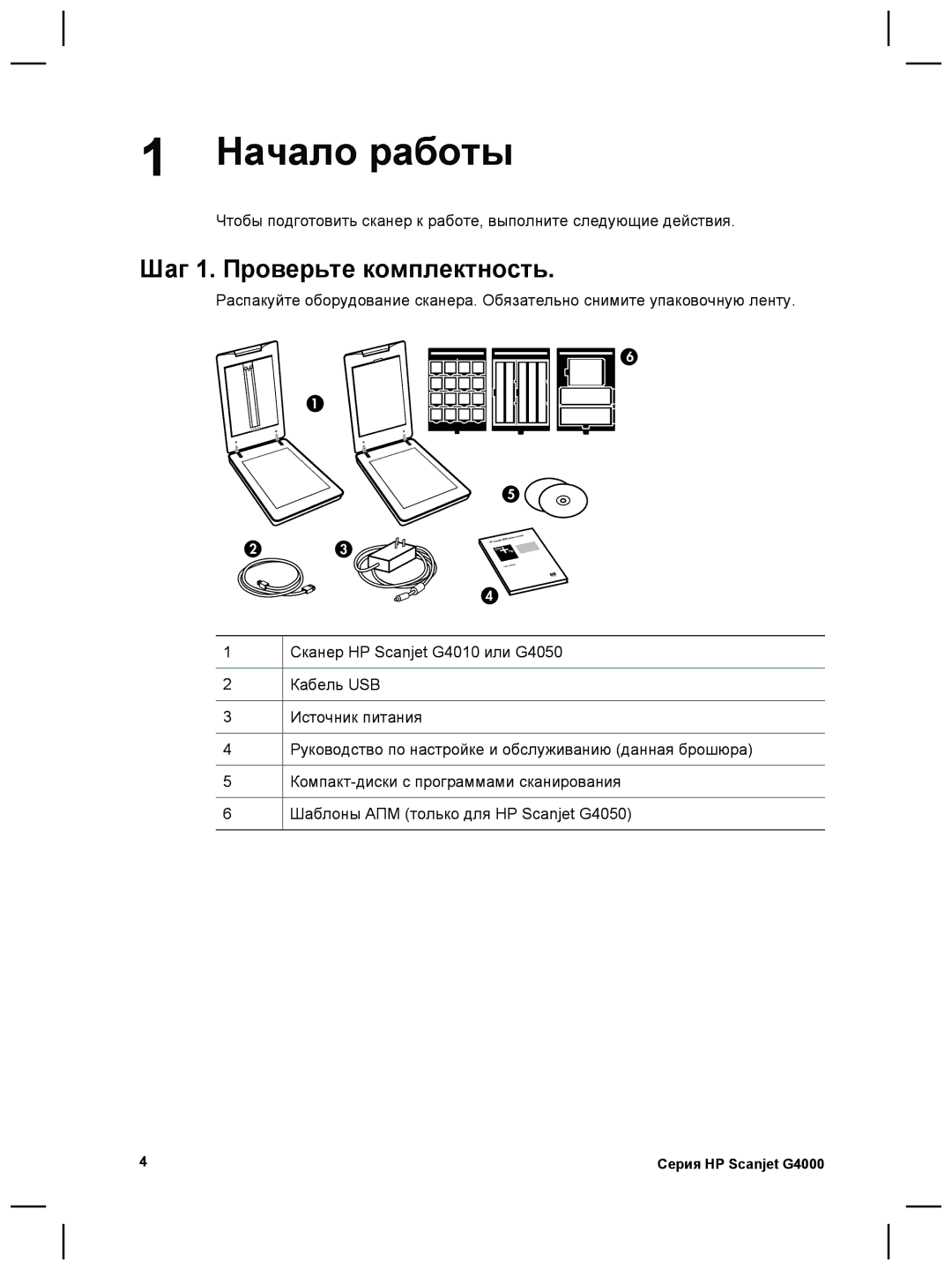 3M G4000 manual Начало работы, Шаг 1. Проверьте комплектность 