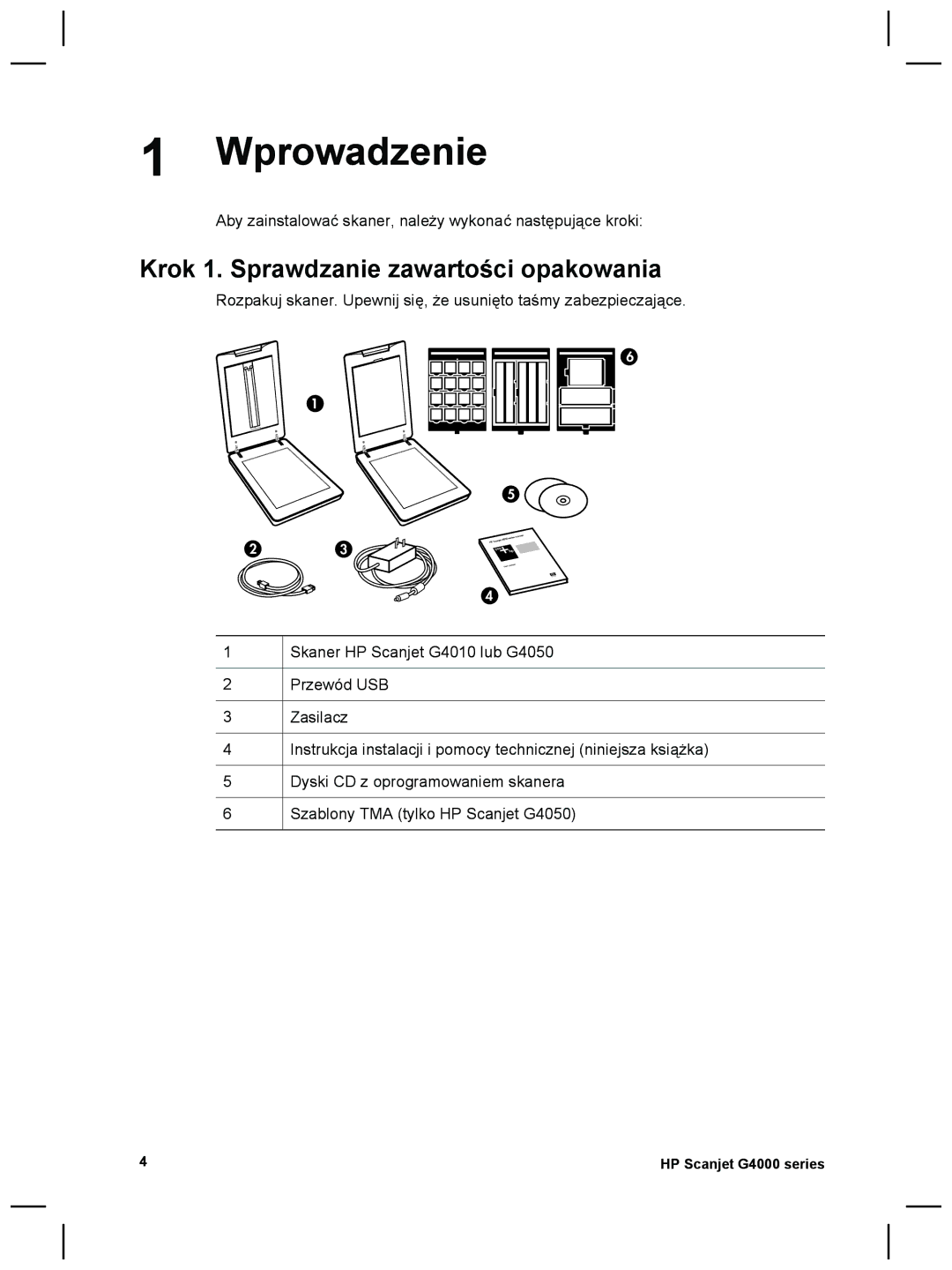 3M G4000 manual Wprowadzenie, Krok 1. Sprawdzanie zawartości opakowania 