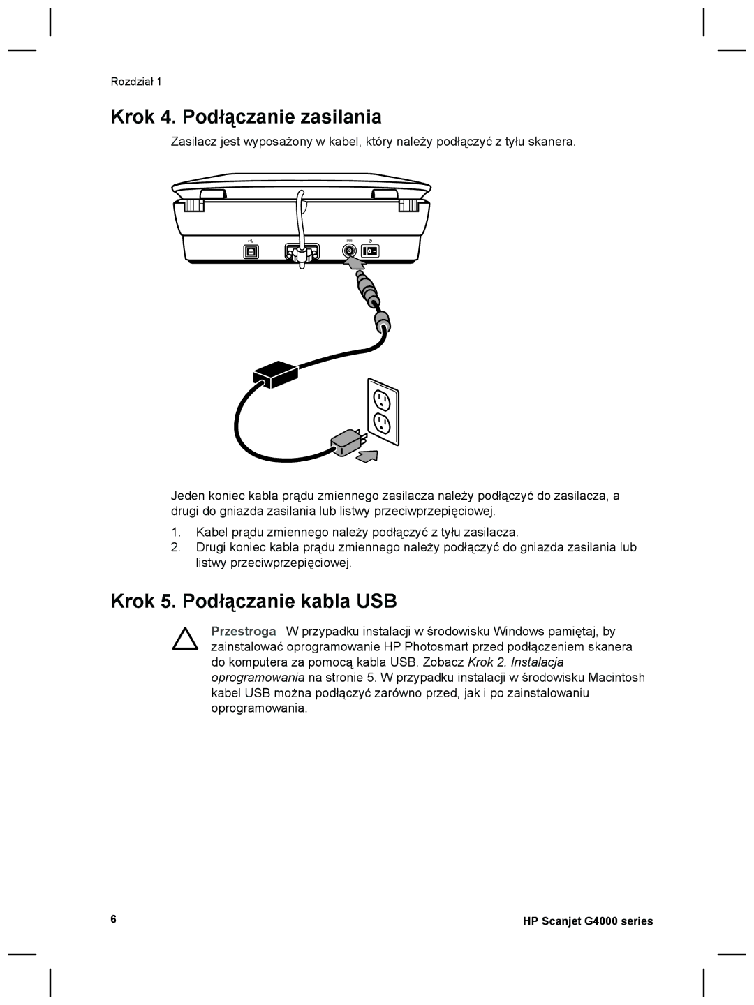 3M G4000 manual Krok 4. Podłączanie zasilania, Krok 5. Podłączanie kabla USB 