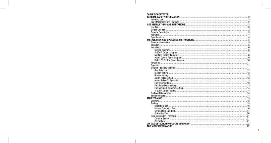 3M GD-6 manual Table of Contents 