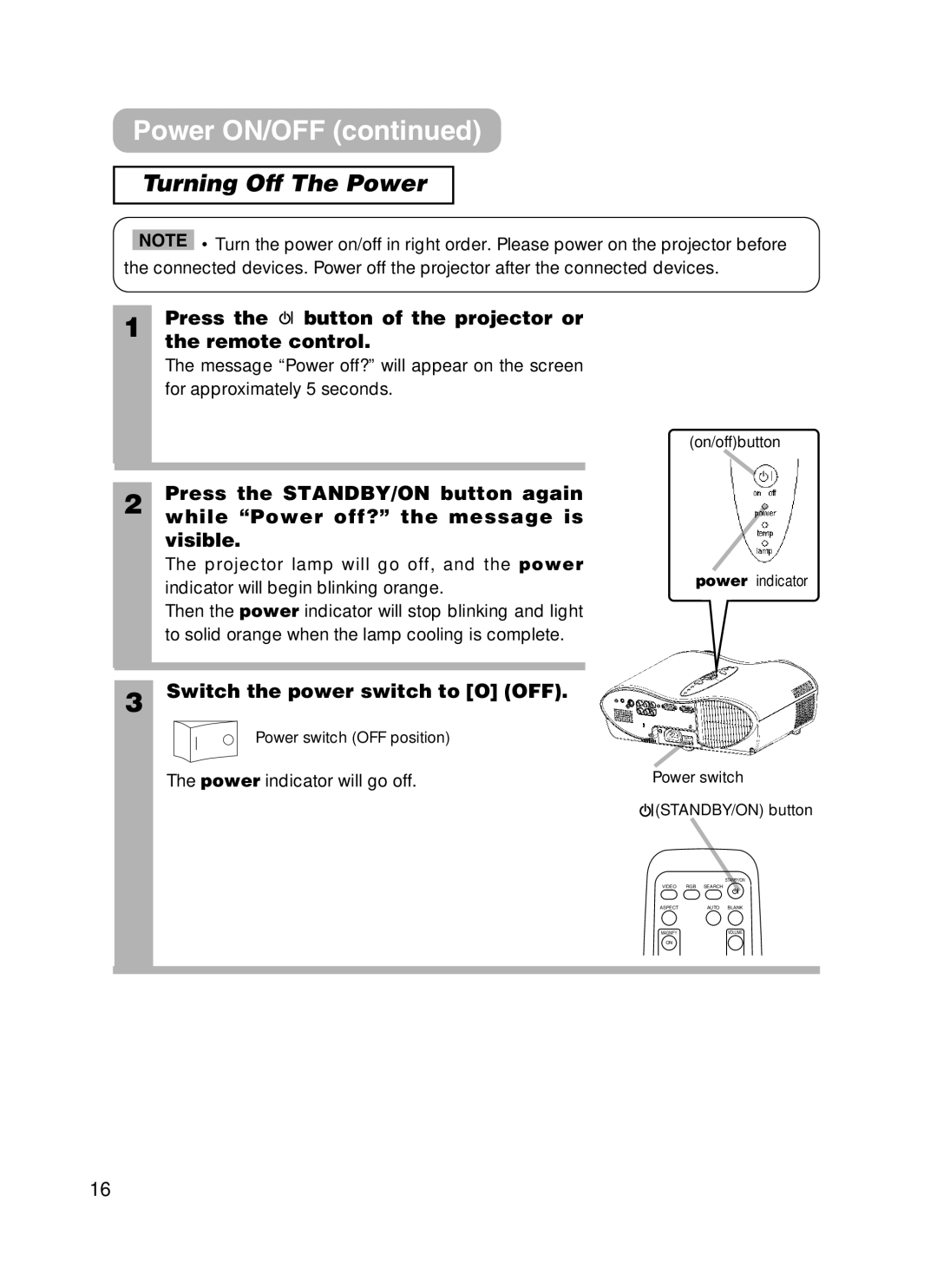 3M H10 manual Turning Off The Power, Switch the power switch to O OFF 