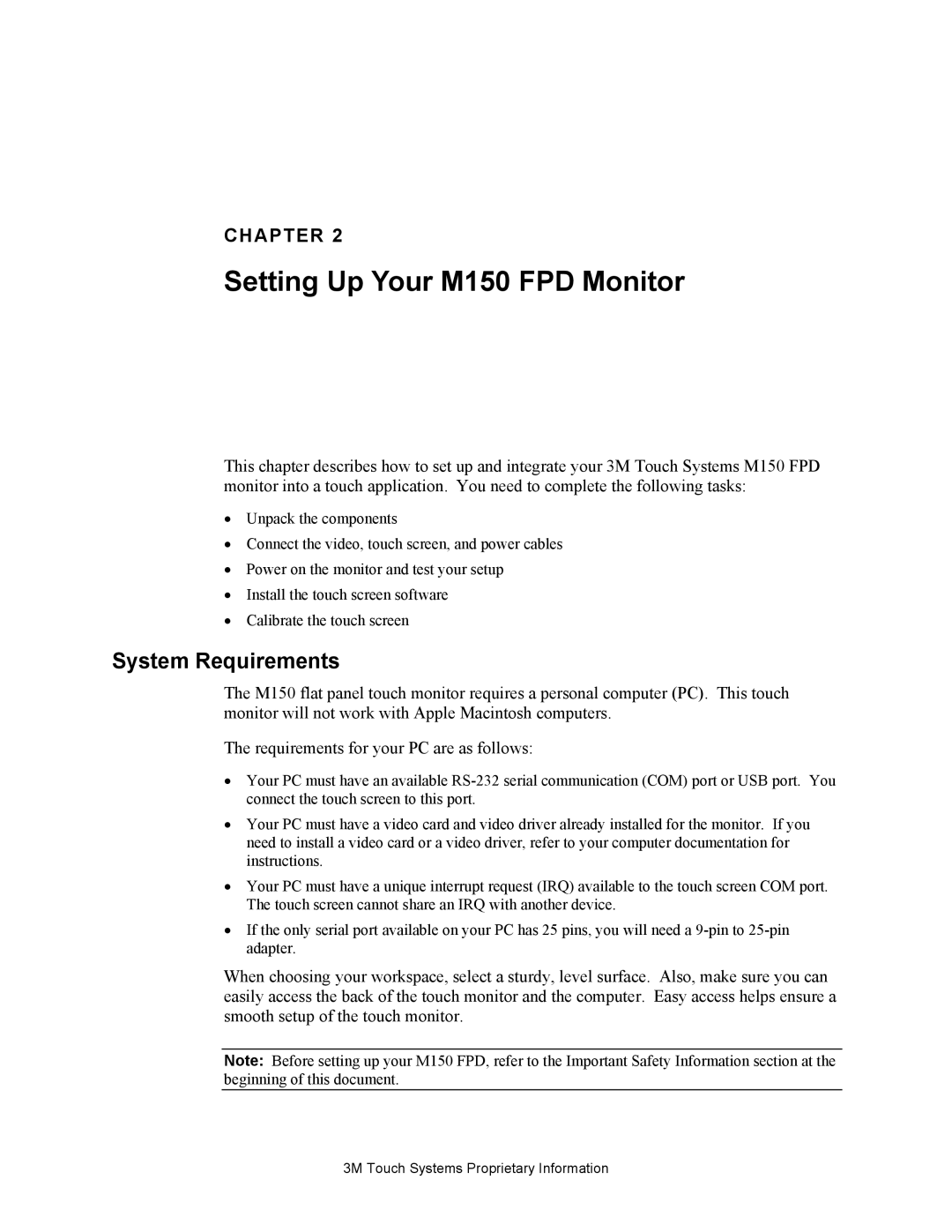 3M manual Setting Up Your M150 FPD Monitor, System Requirements 