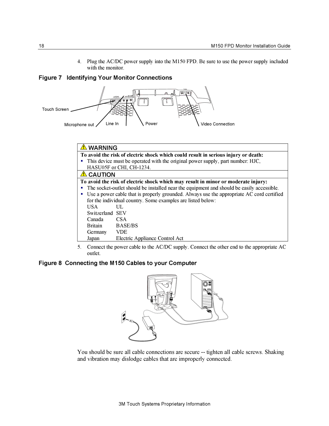 3M M150 manual Identifying Your Monitor Connections 