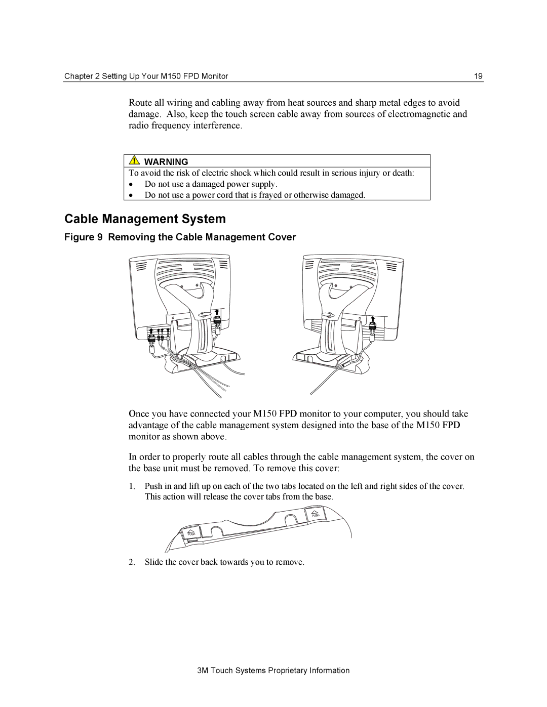 3M M150 manual Cable Management System, Removing the Cable Management Cover 